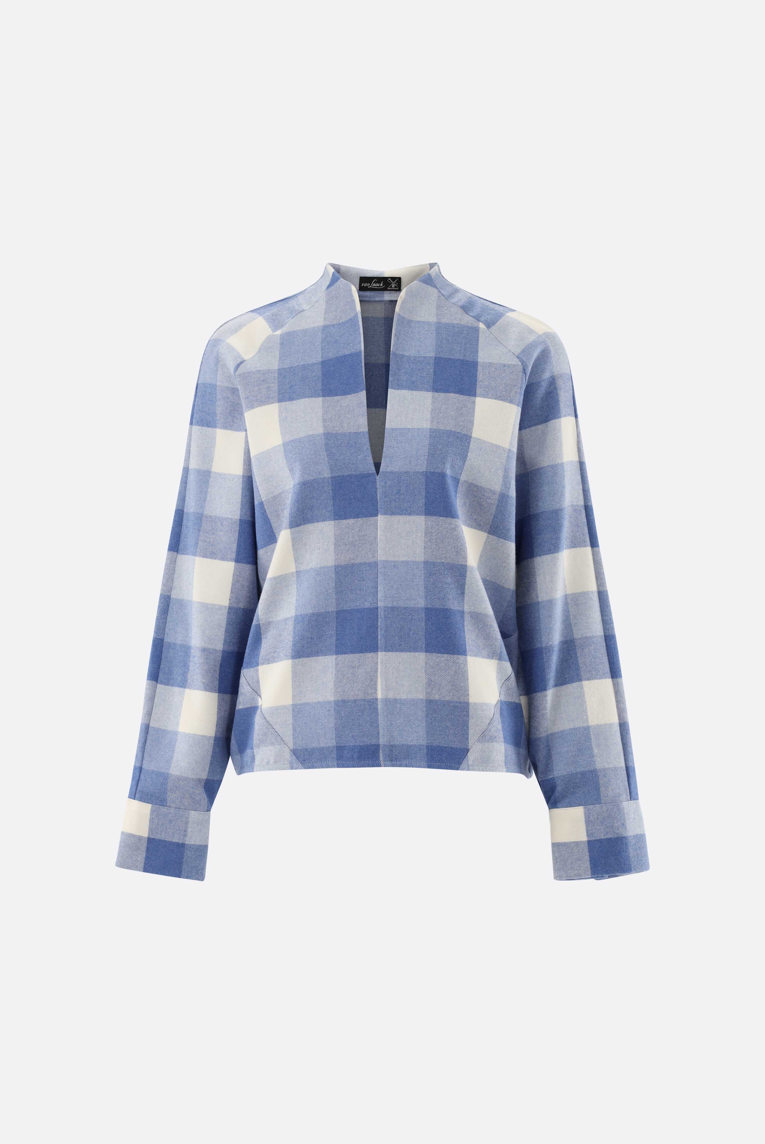 Checked chalice collar blouse in flannel