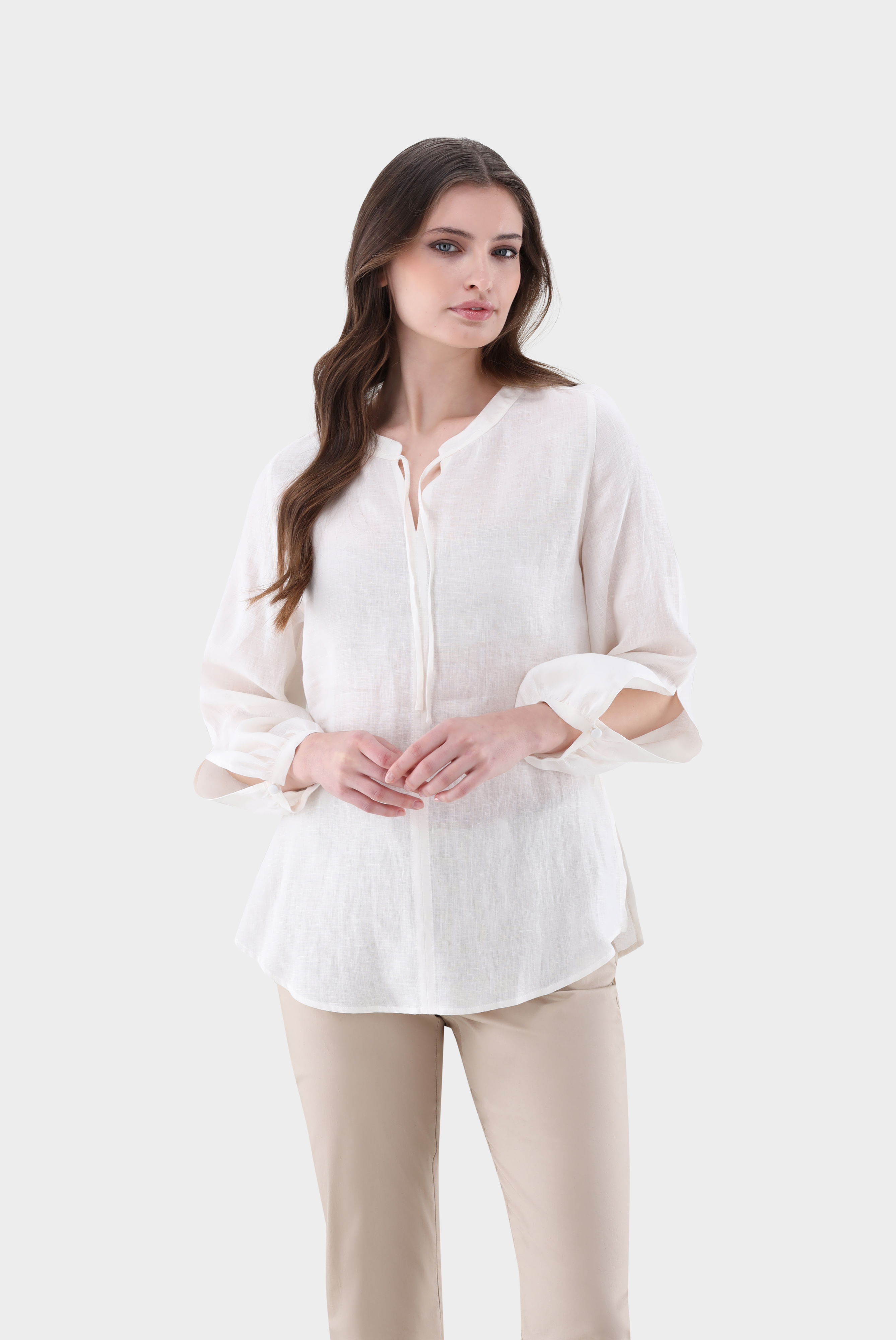 Tunika aus Leinen mit Bindeband