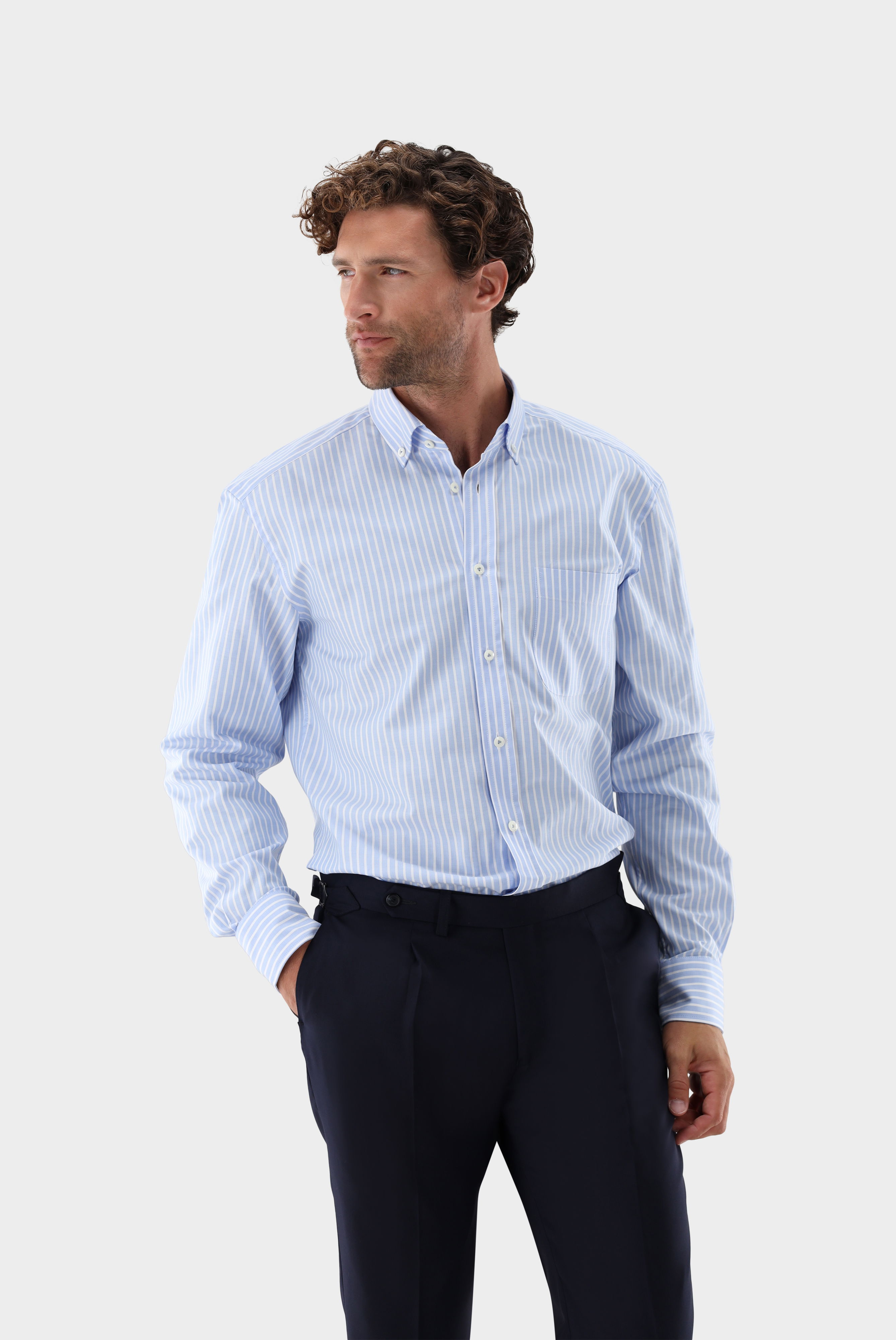 Dobby-Hemd mit Button Down Kragen Comfort Fit