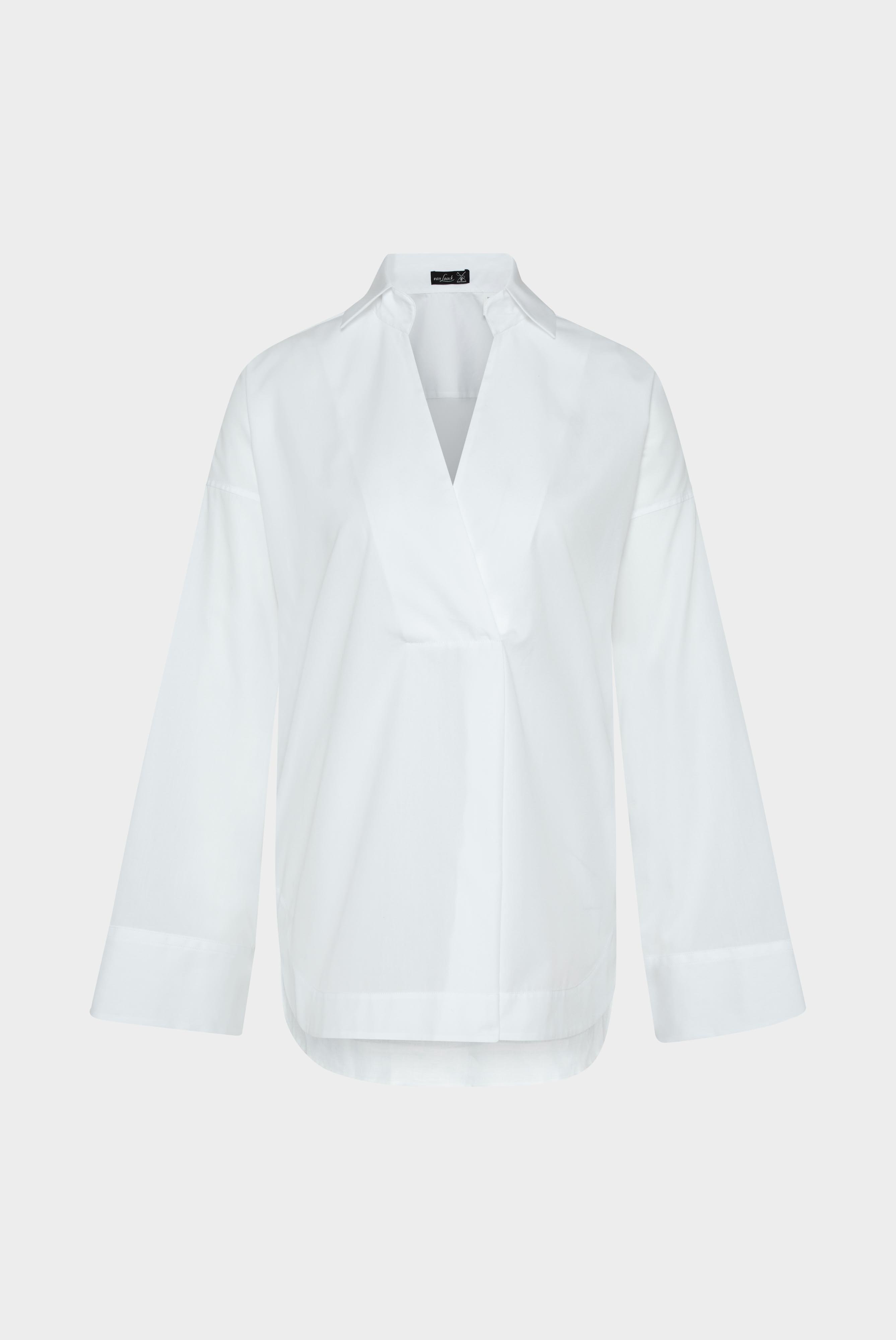 Business Blouses+Cotton poplin blouse with wide cuffs white+05.526G.49.130648.000.38