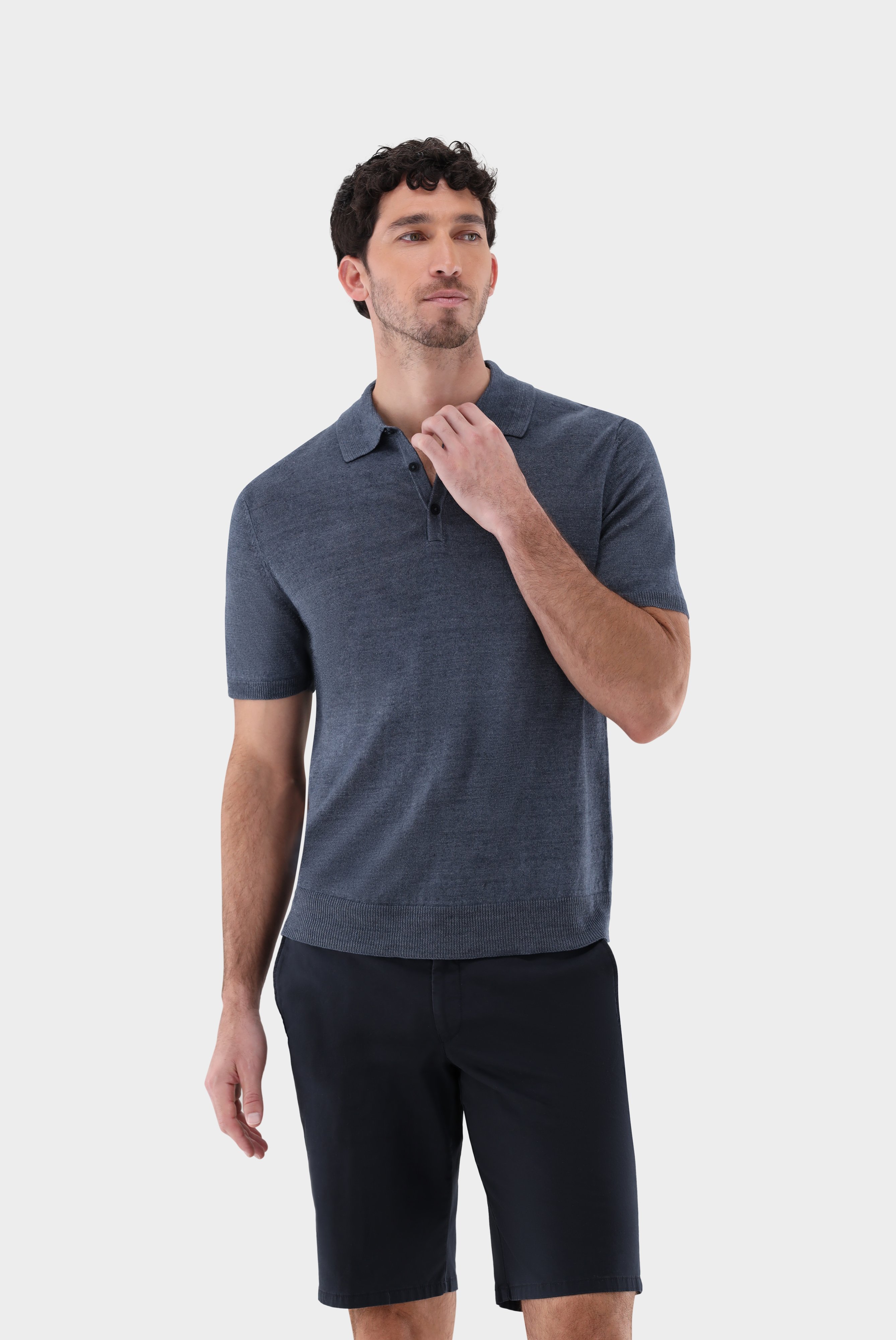 Poloshirts+Knit Polo in Linen+82.8603..S00169.760.S