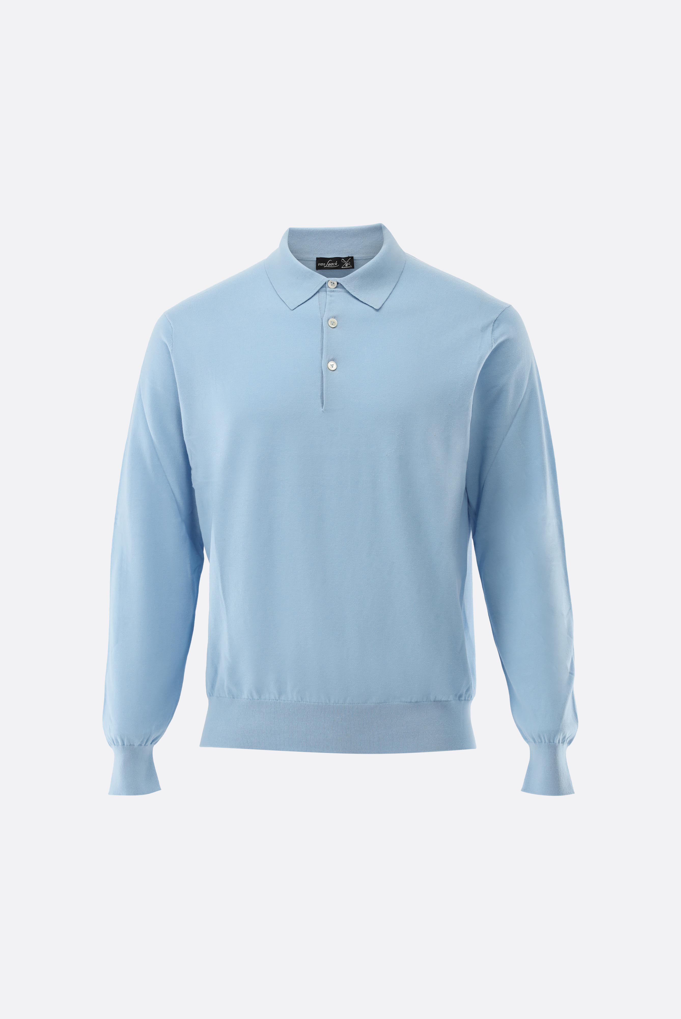 Langarm Strick-Poloshirt mit Baumwolle und Seide