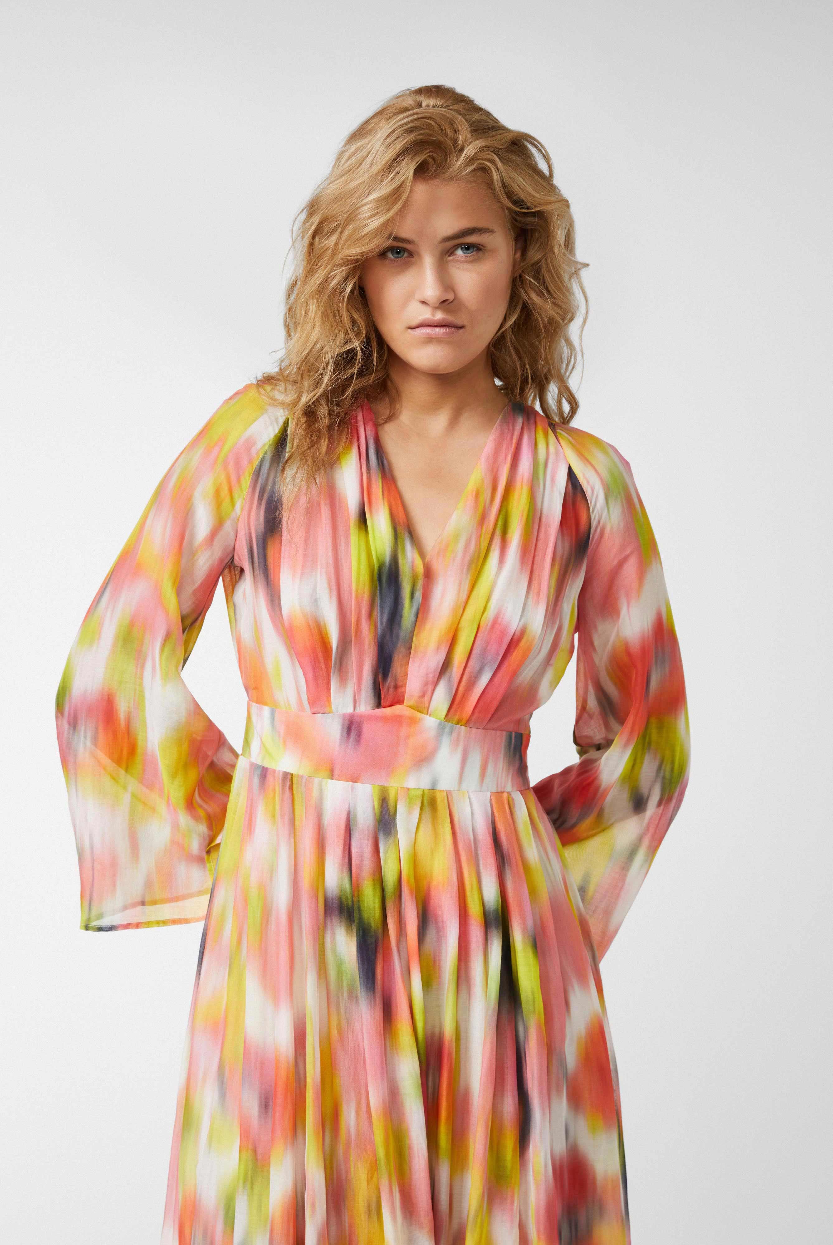 Silk Voile Blend Floral Print Maxi Slip-on Dress