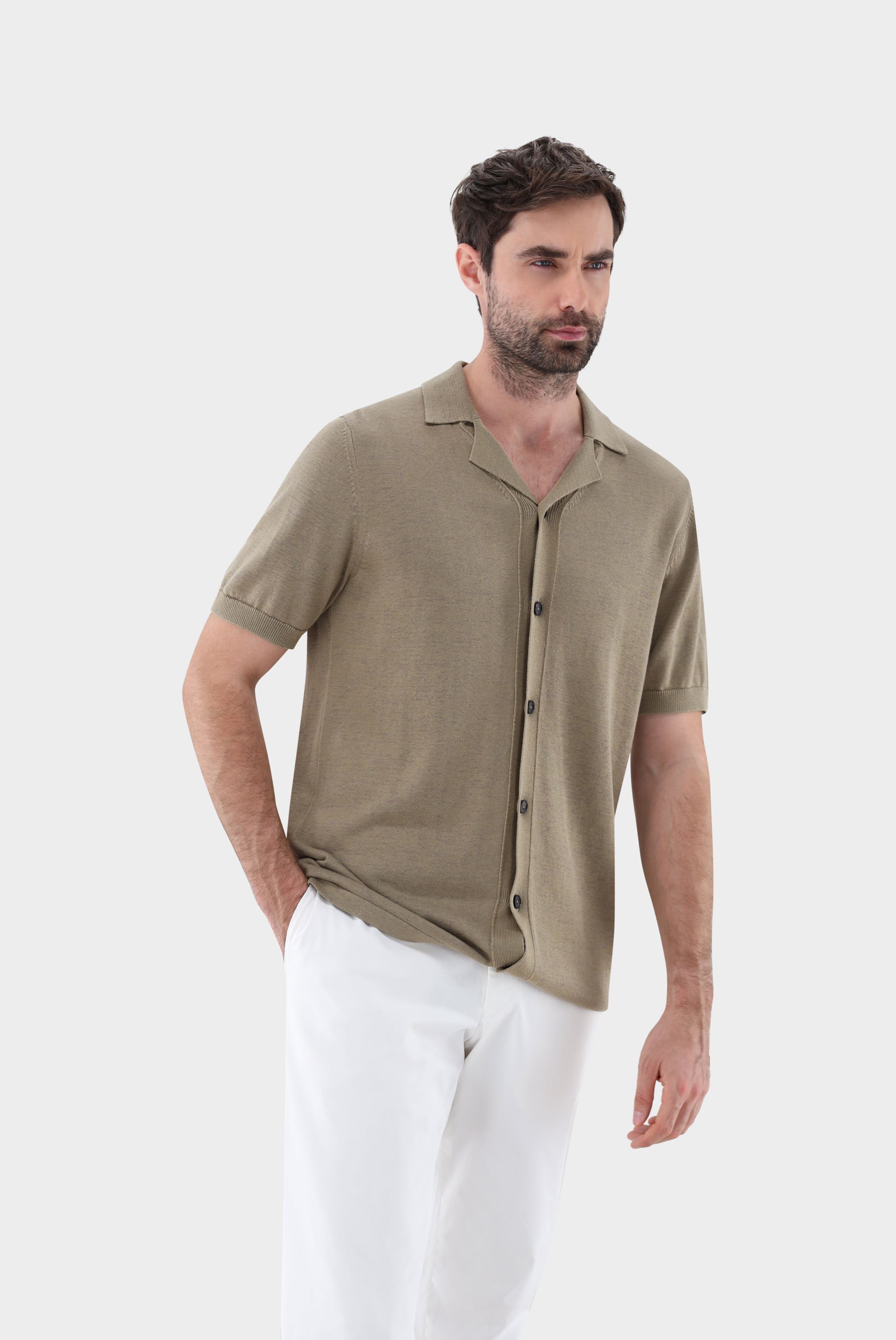 Strickhemd kurzarm mit Reverskragen