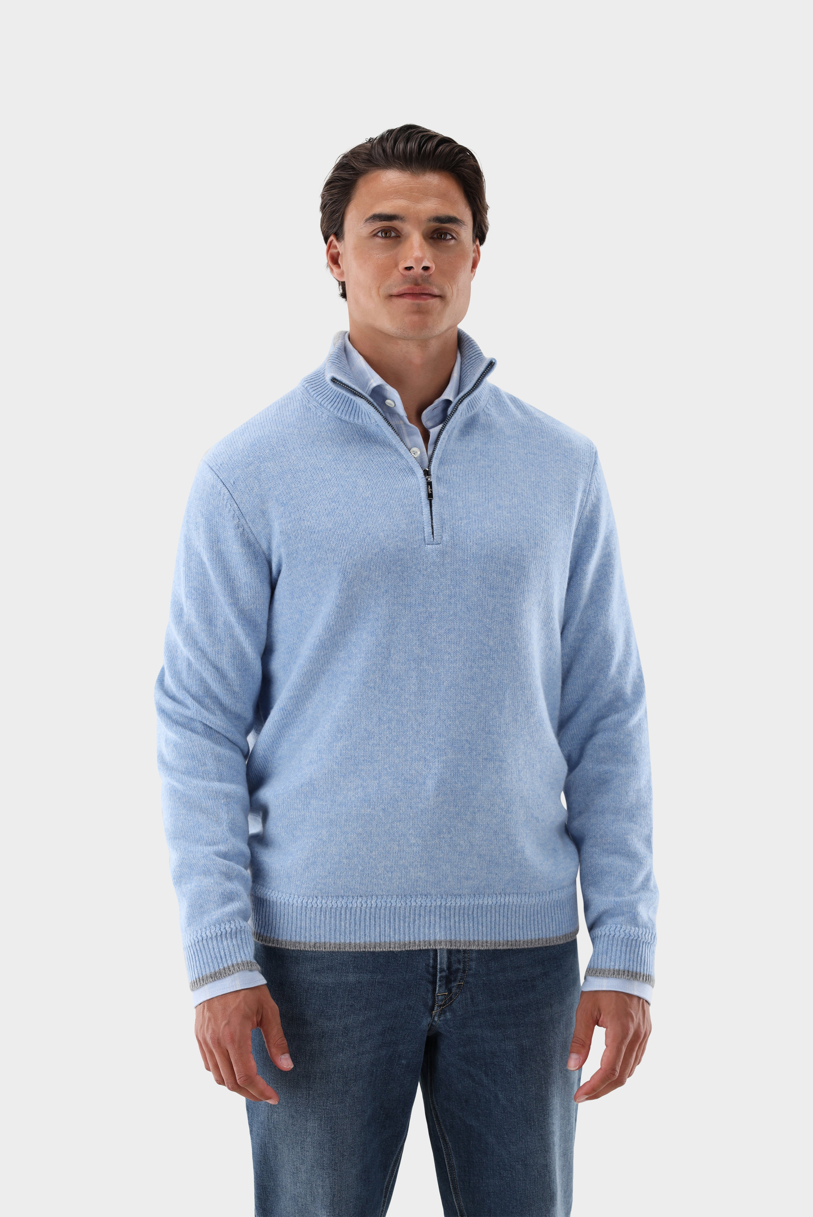 Half-Zip Sweater in cashmere with details