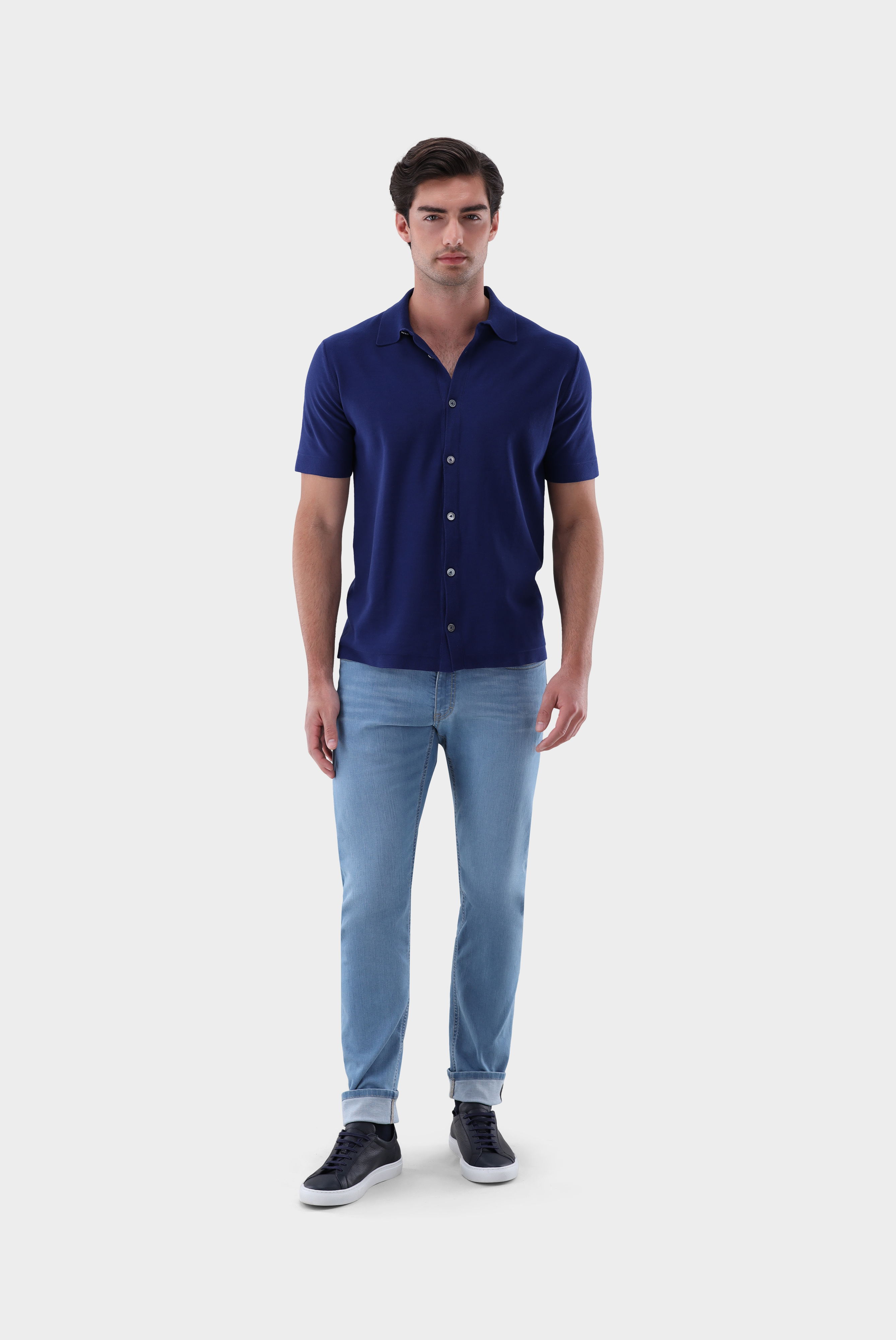 Kurzarm Strick Hemd aus Air Cotton günstig online kaufen