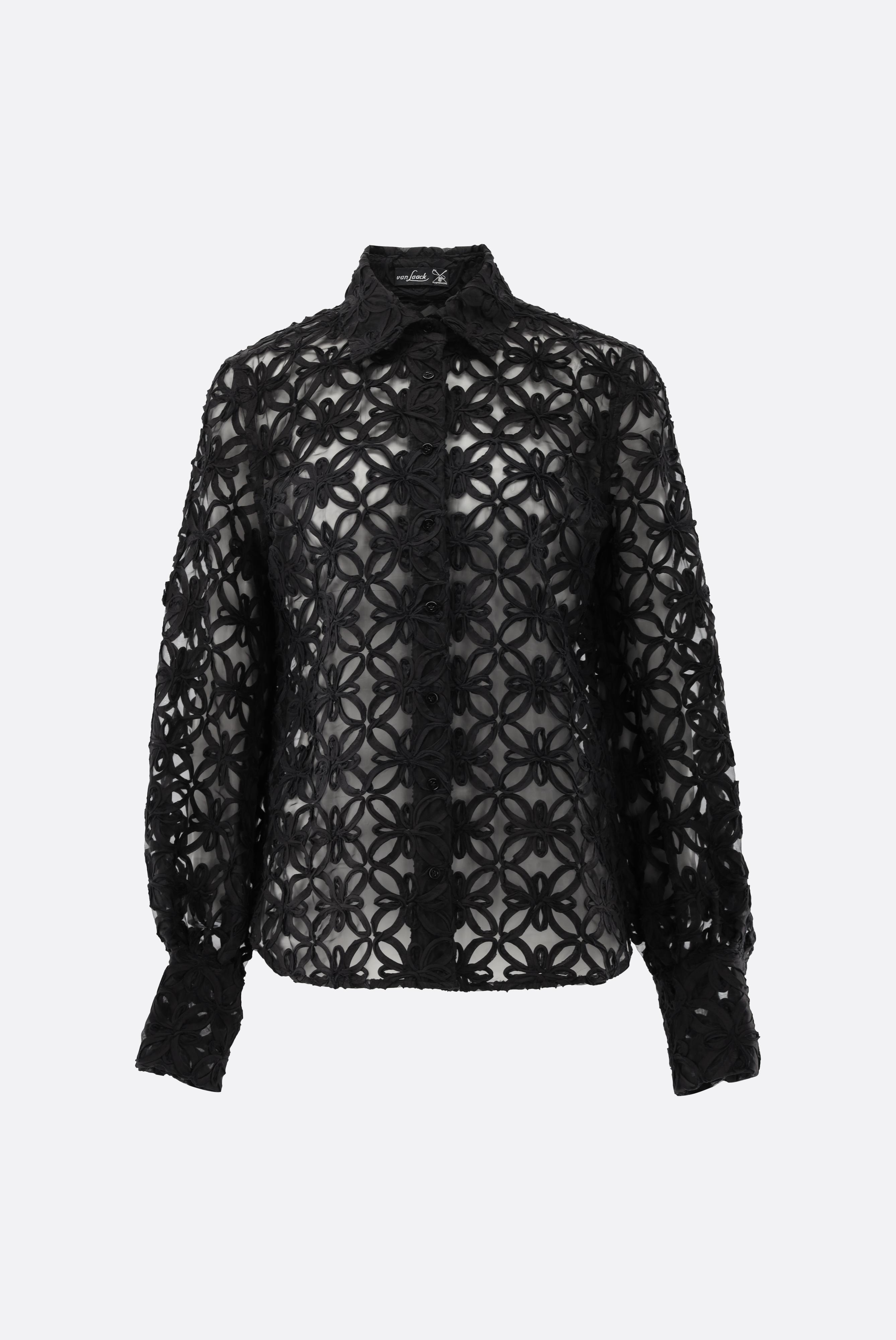 Organza blouse with bow embroidery