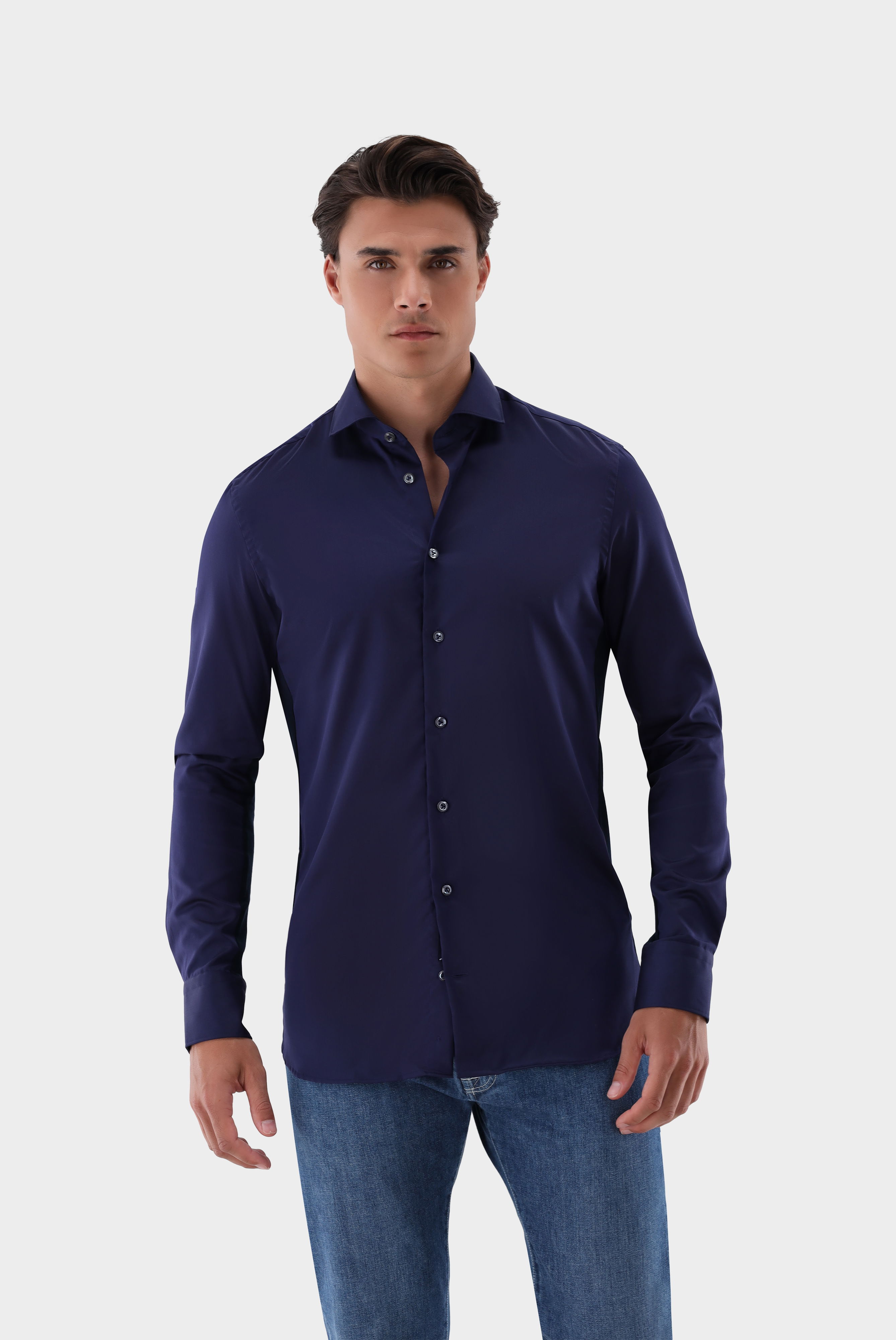 Bügelleichte Hemden+Bügelfreies Hybridshirt mit Jerseyeinsatz Slim Fit+20.2553.0F.132241.790.40
