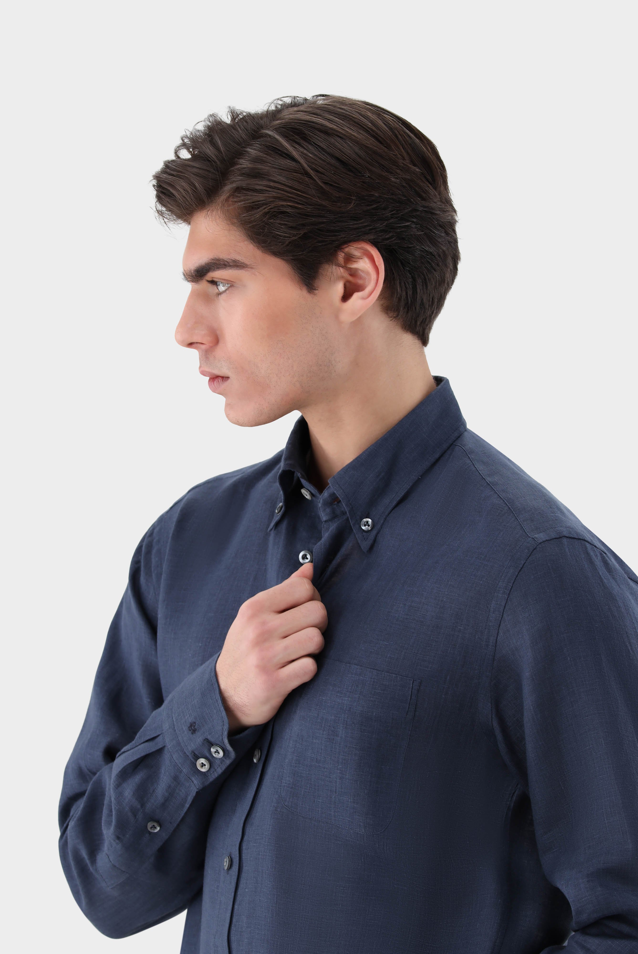 Casual Shirts+Linen Button-Down Collar Shirt+20.2026.9V.150555.785.39