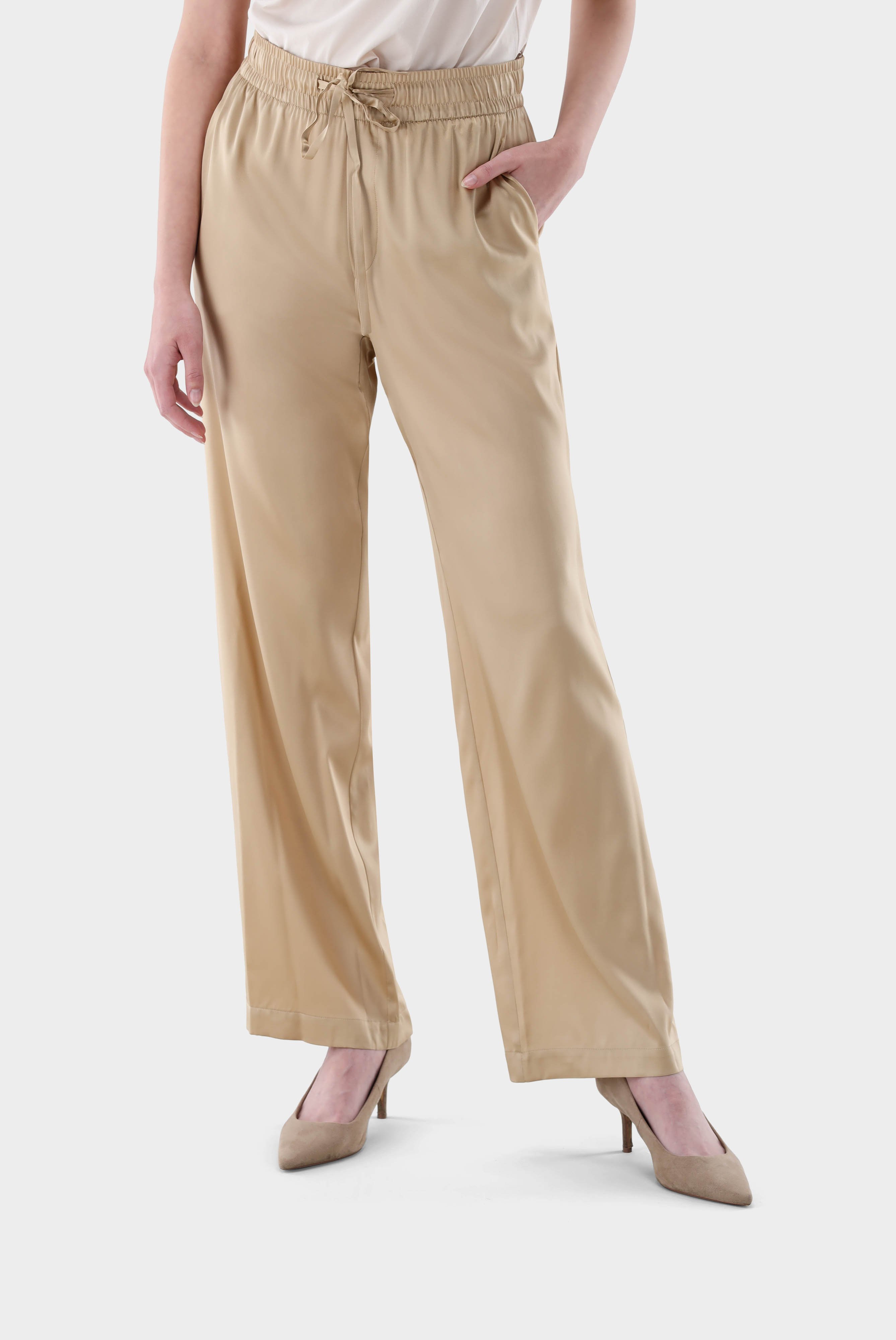 Palazzo trousers in silk satin stretch