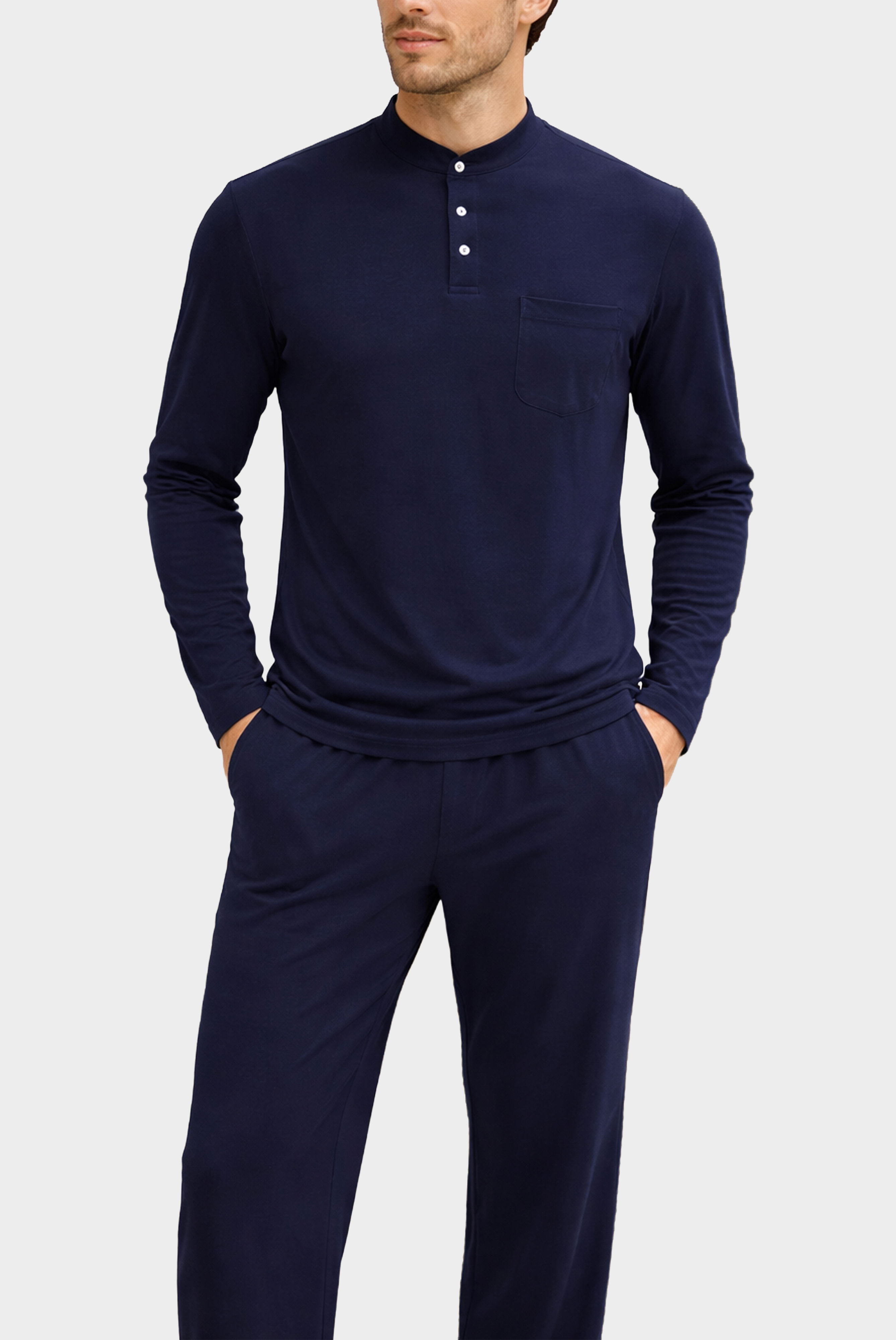 Long-sleeved jersey pyjamas in Swiss cotton