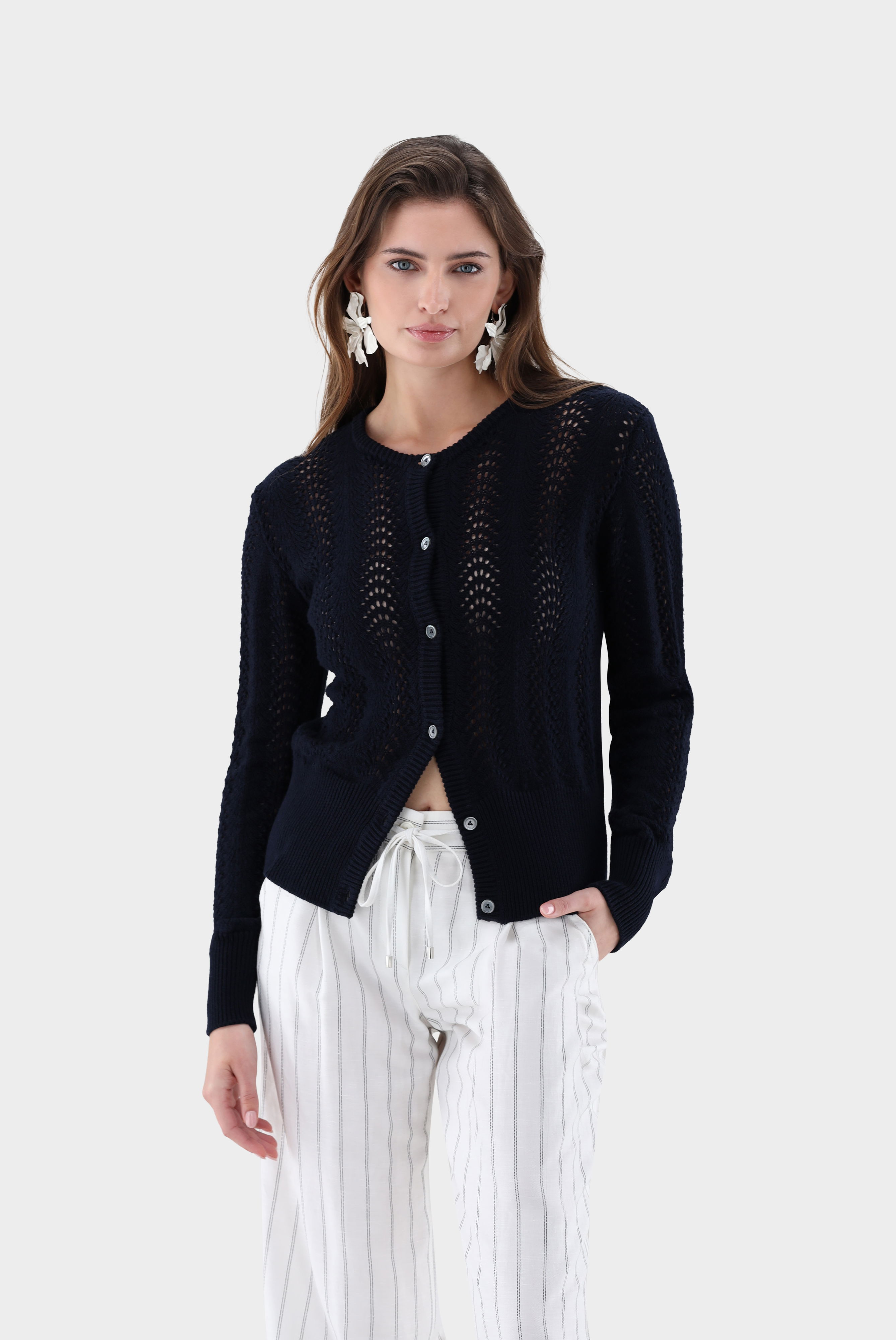 Strickjacke aus Ajoure Strick mit Kaschmir