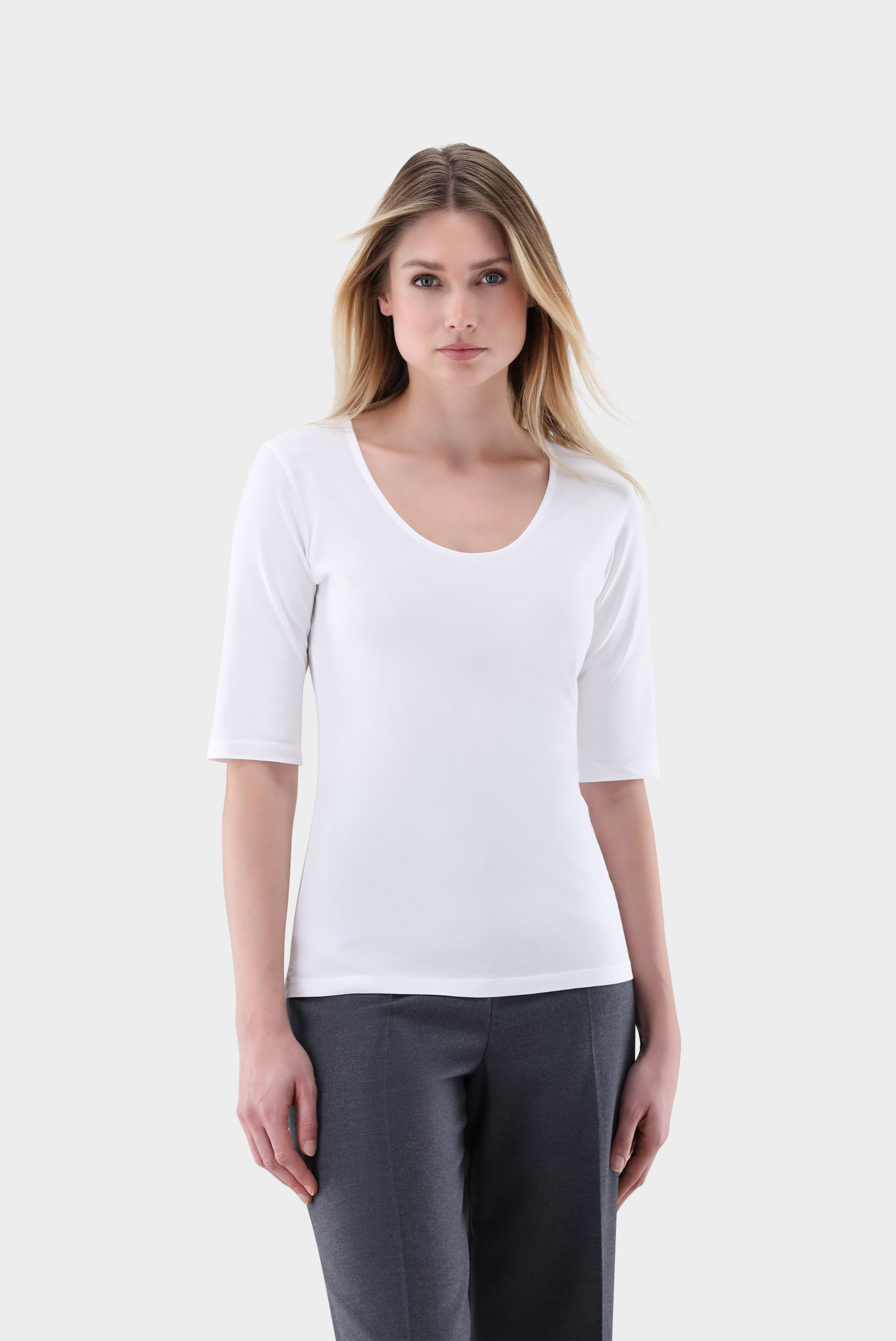 T-Shirt mit weitem Ausschnitt aus Jersey