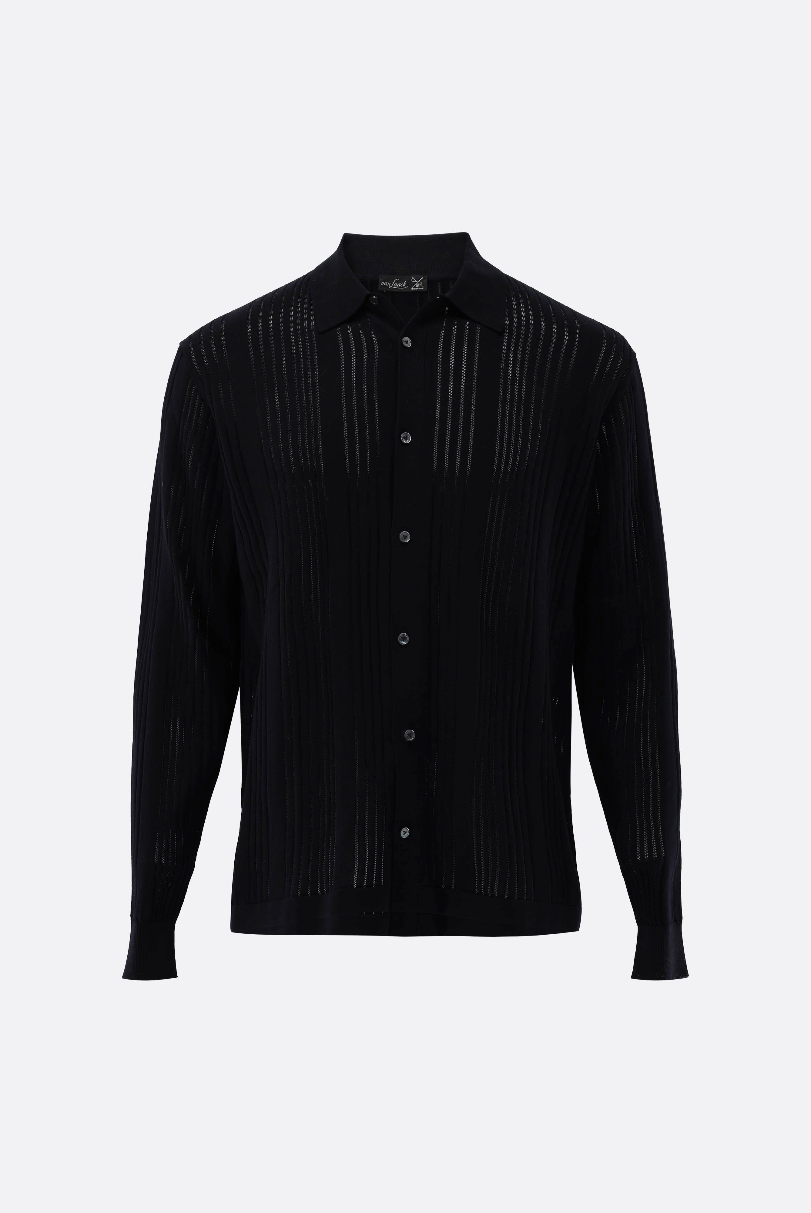 Strickhemd mit Streifen-Struktur aus Air Cotton