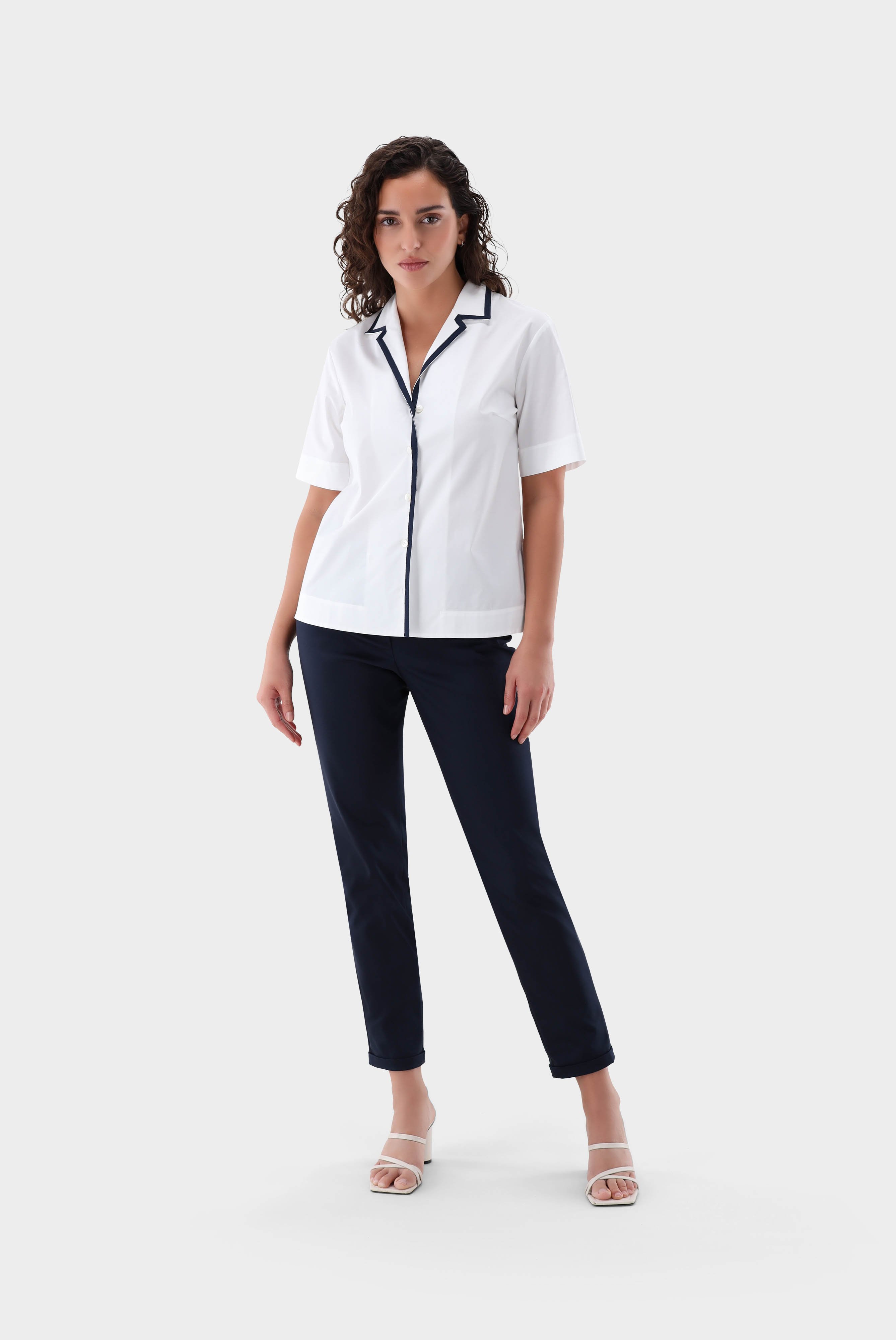Casual Blouses+Blouse with Camp Collar in Cotton Stretch+05.529C.3Z.H00240.000.32