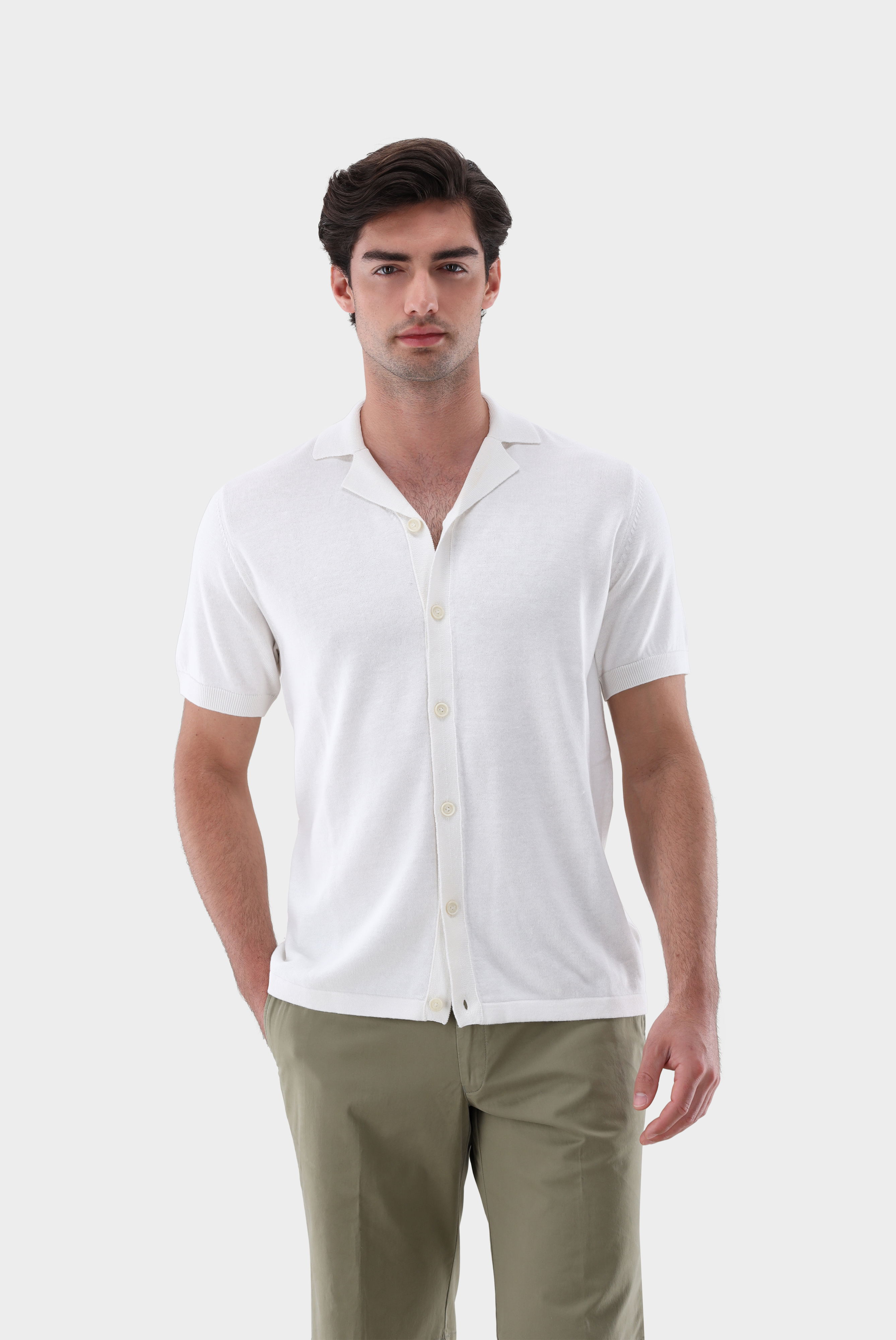 Strickhemd kurzarm mit Reverskragen