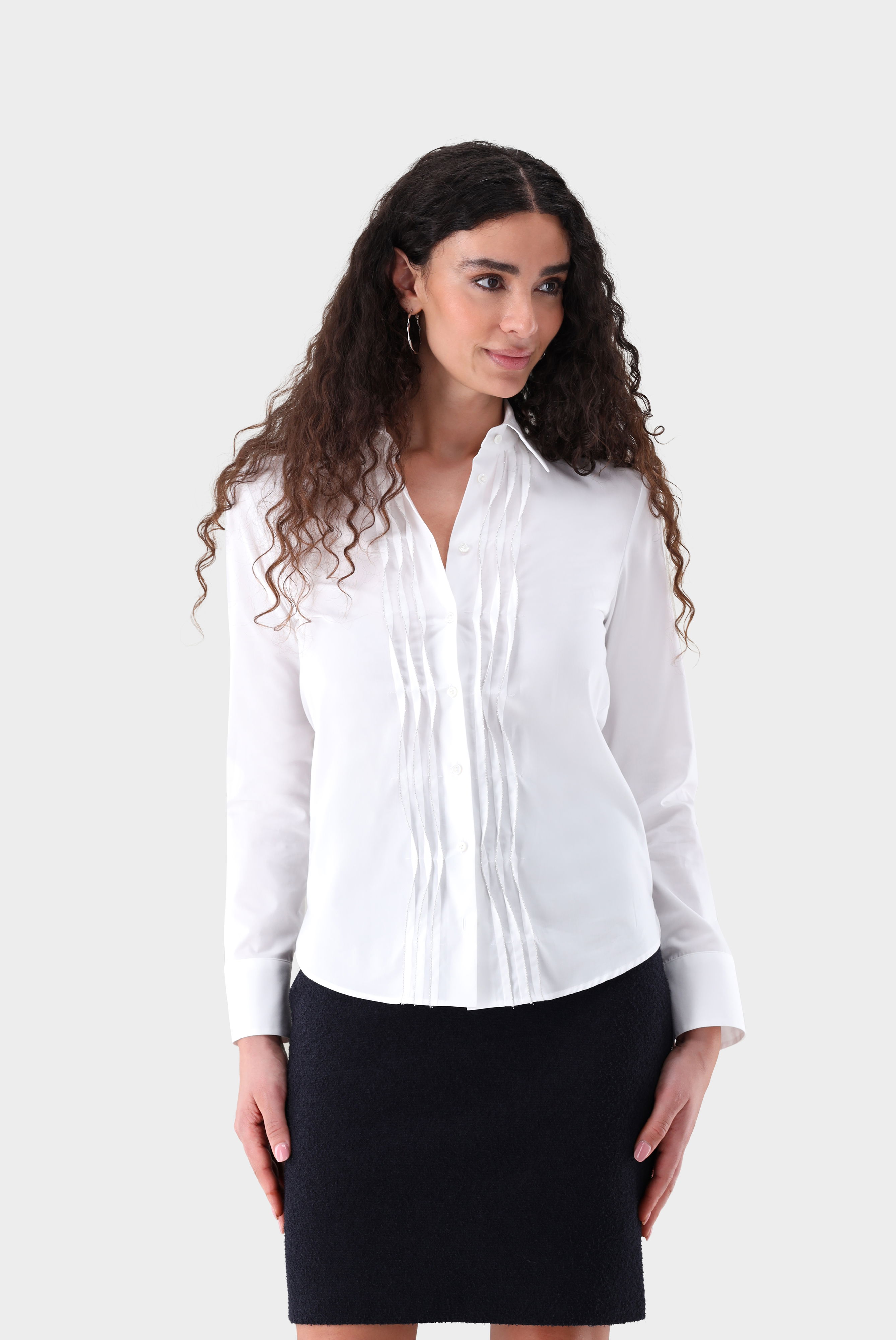 Hemdbluse mit Falten aus Popeline