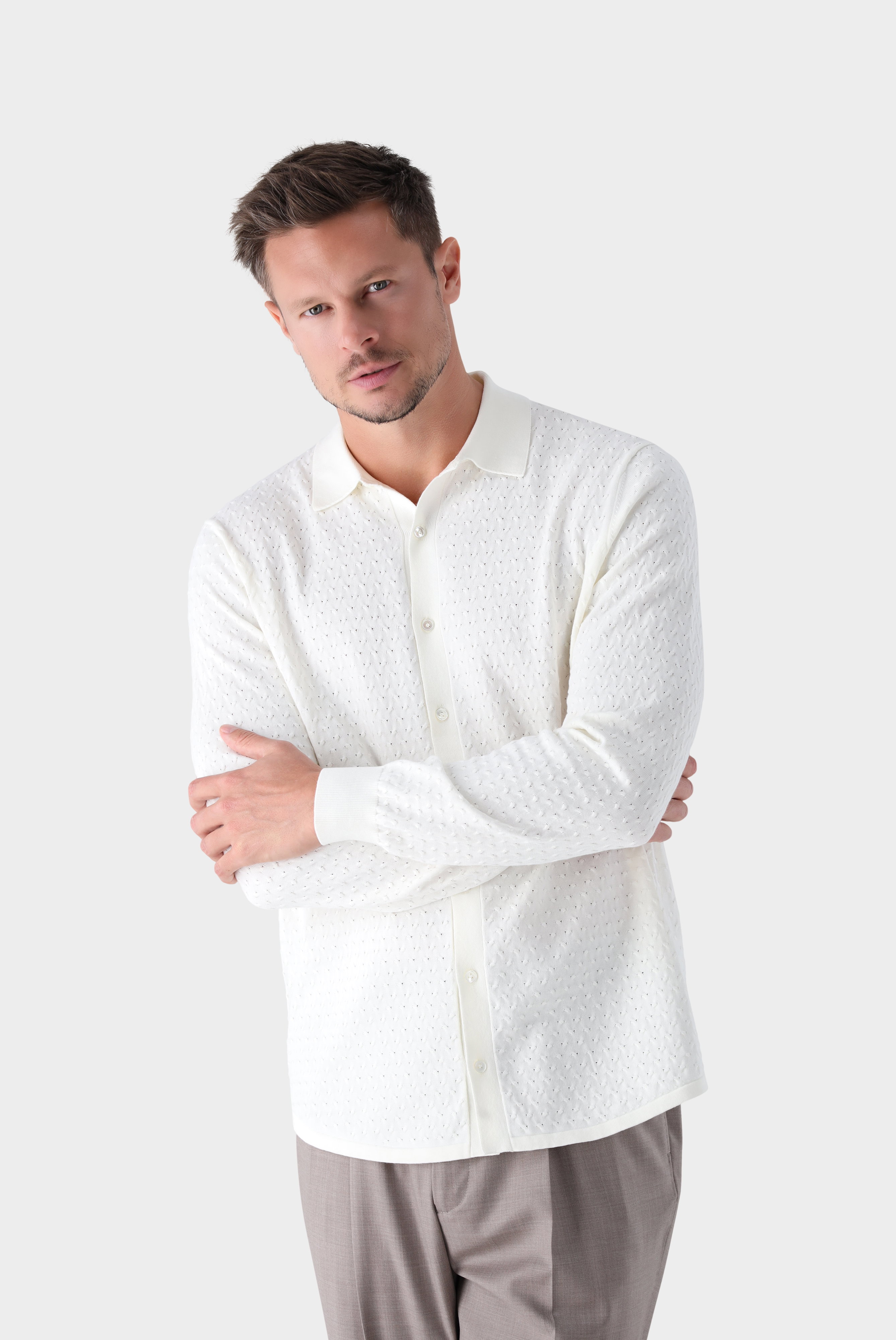 Strickhemd mit 3D-Struktur aus Winter Cotton