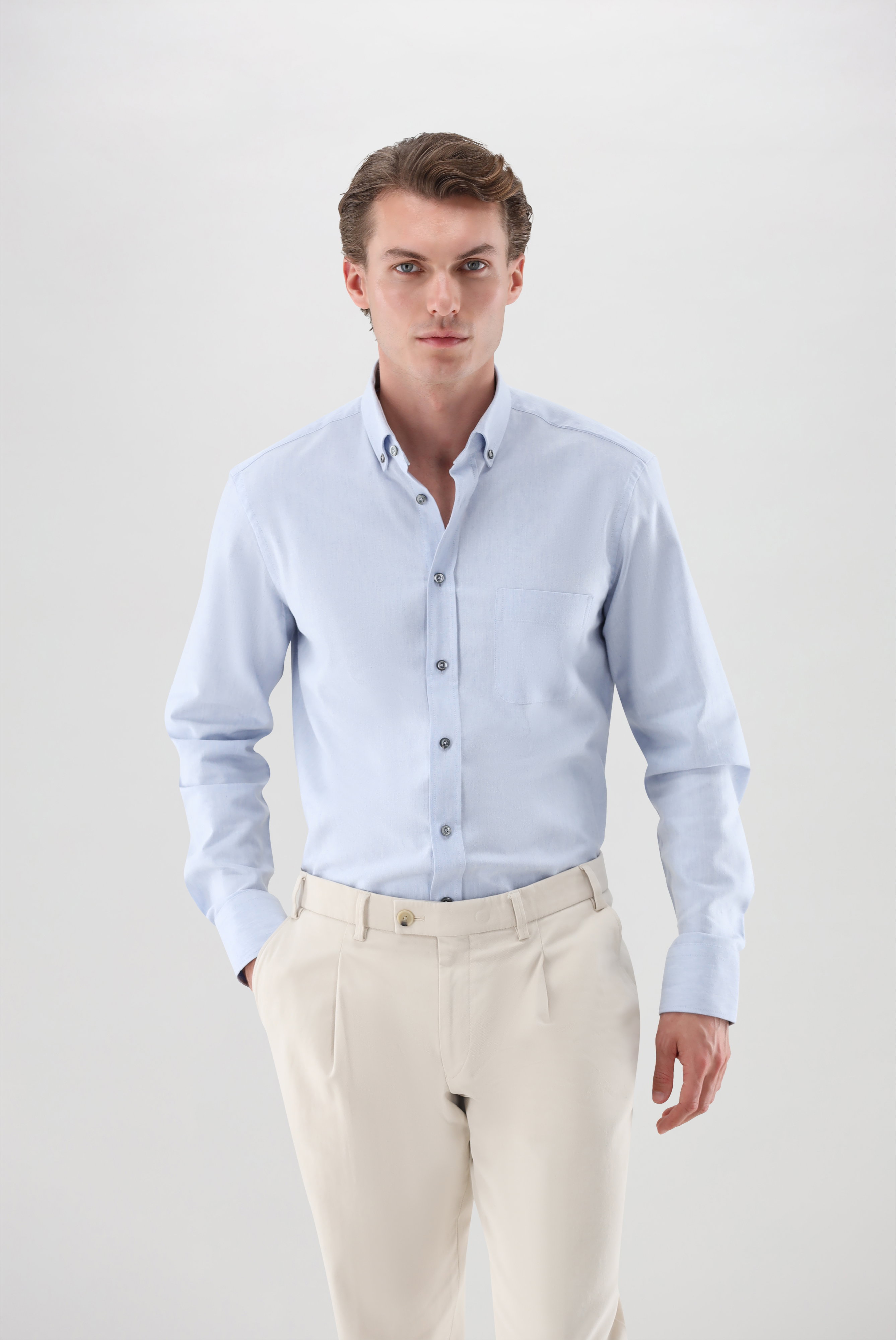 Flanellhemd mit Button-Down-Kragen