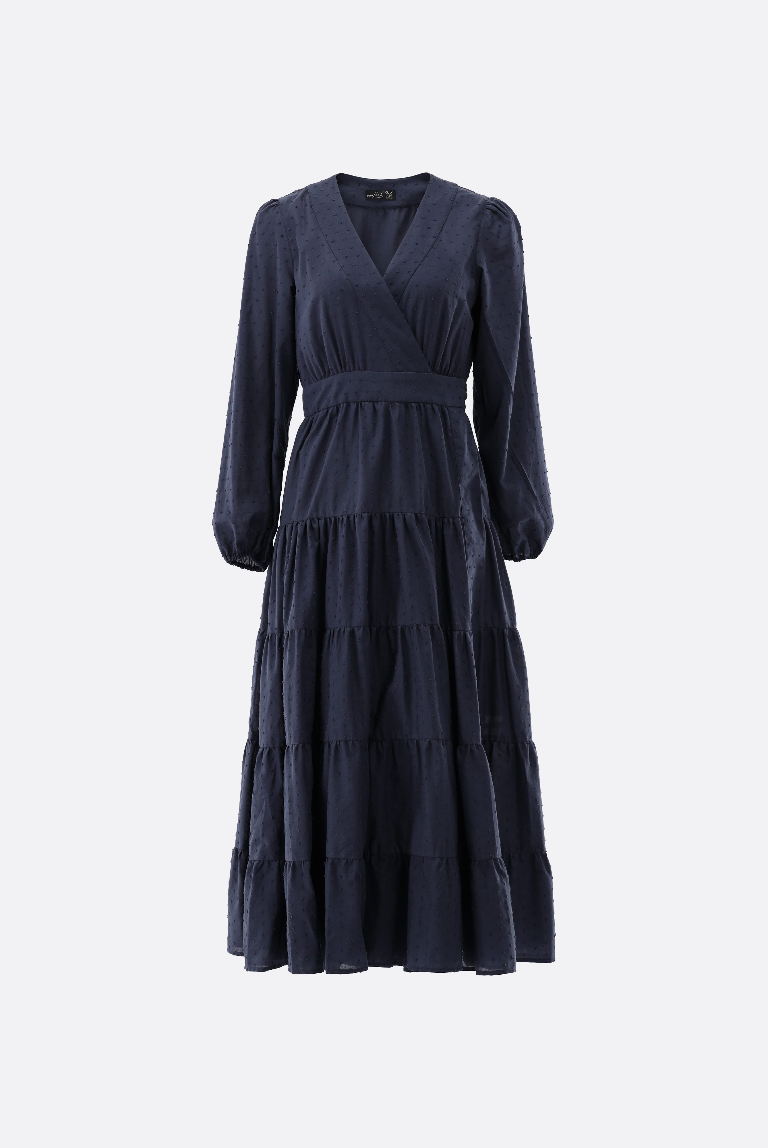 Midi-Wickelkleid mit Puffärmeln