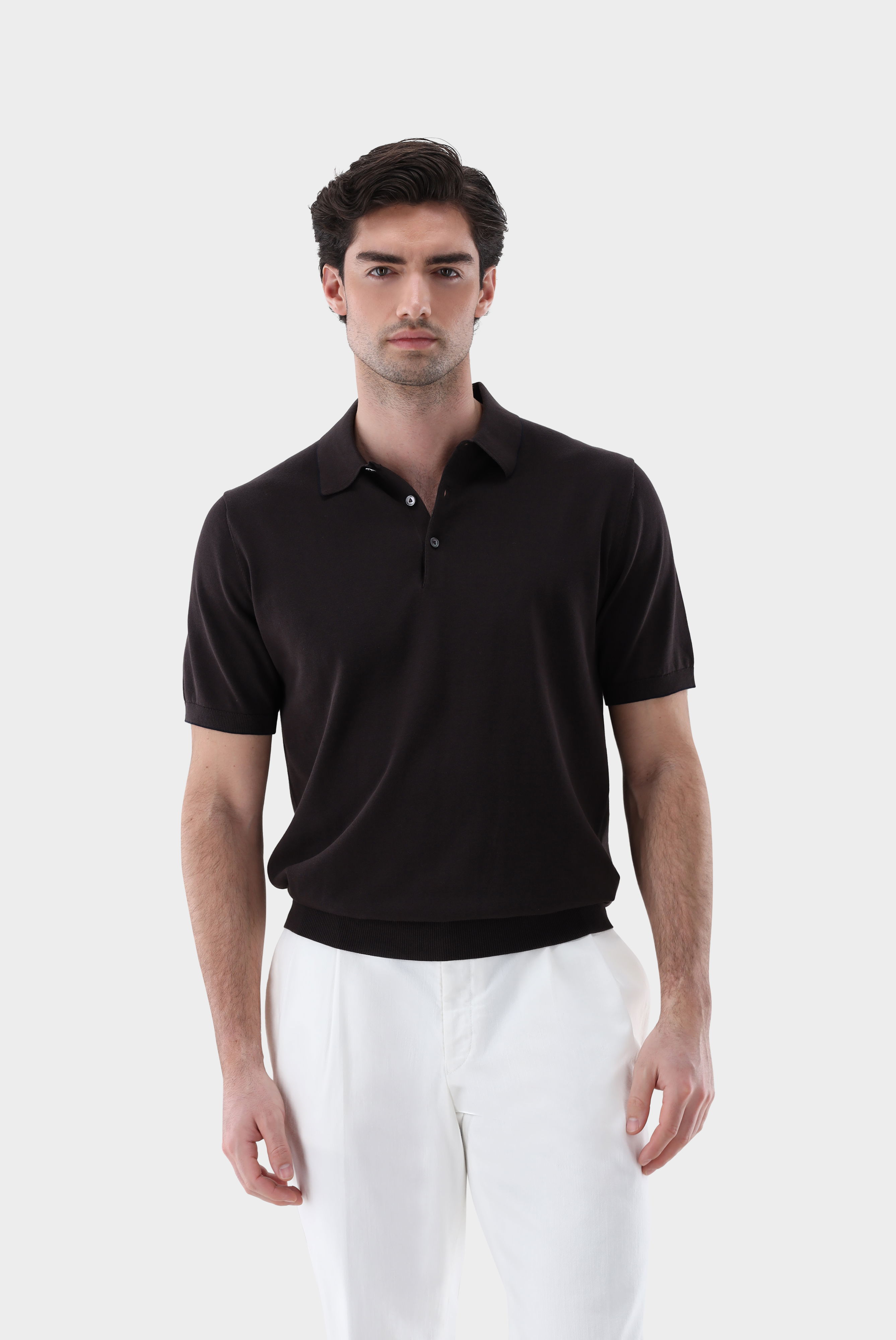 Strick Poloshirt mit Detail aus Air Cotton