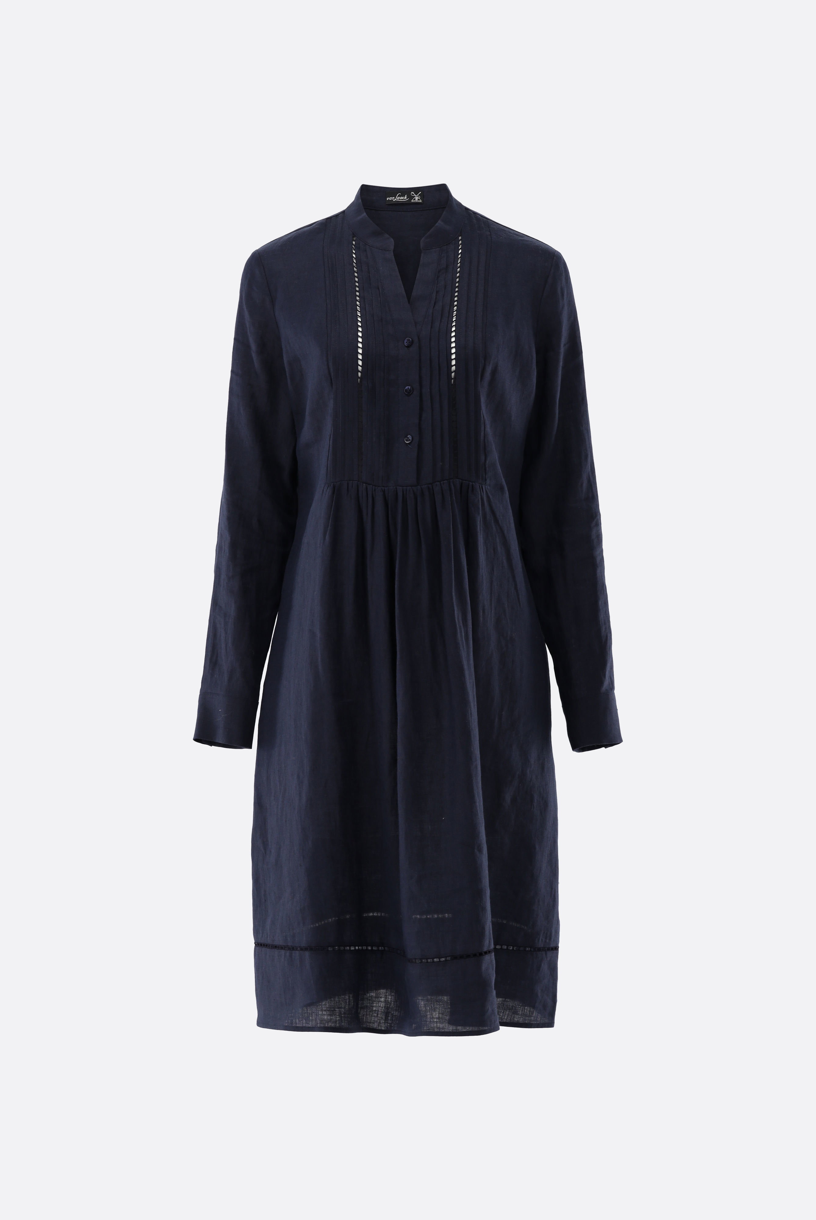 Midikleid aus Leinen mit Lochstick-Details