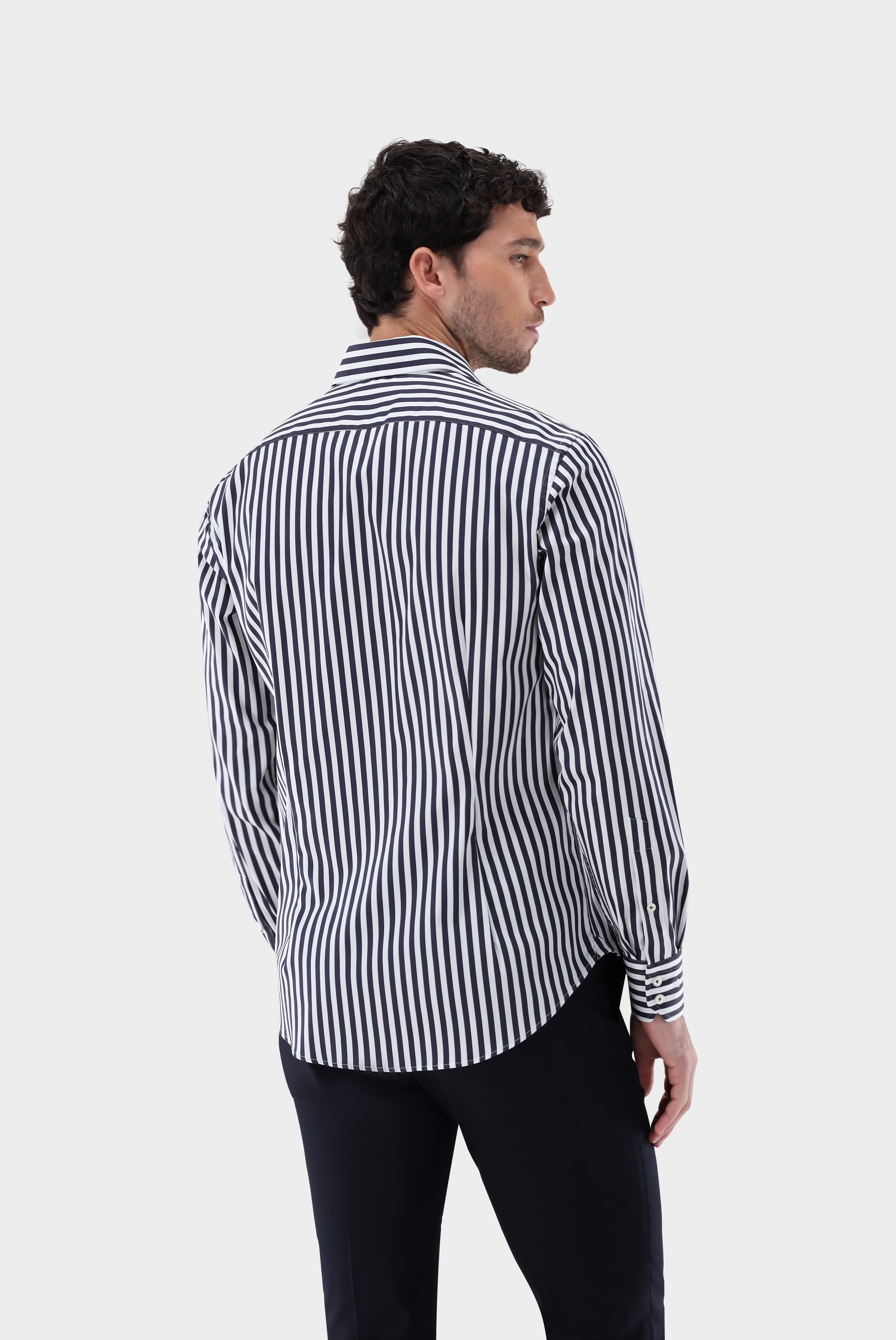 Casual Shirts+Striped Shirt in Cotton Stretch Tailor Fit+20.3283.NV.171959.790.38