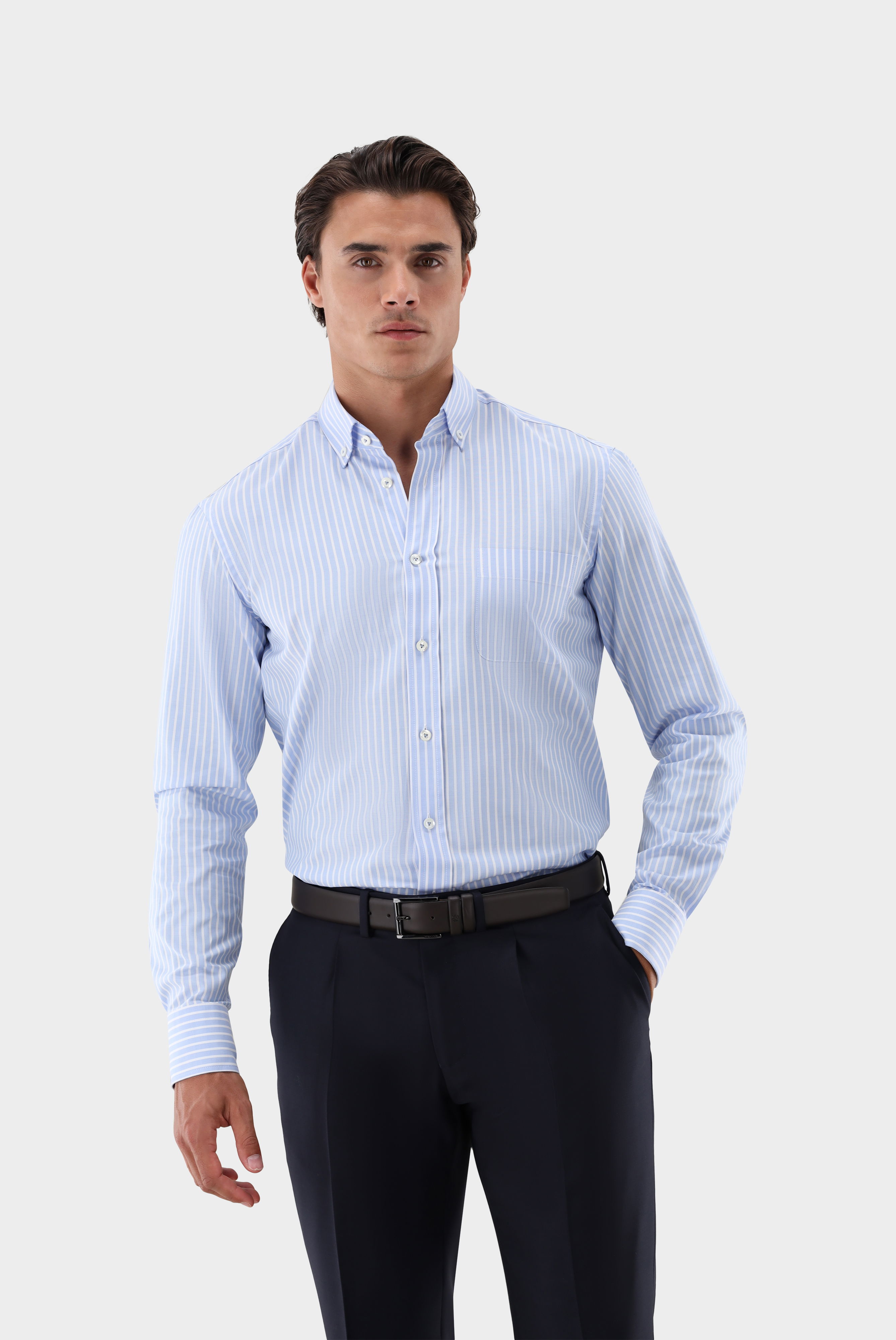 Dobby-Hemd mit Button Down Kragen Tailor Fit