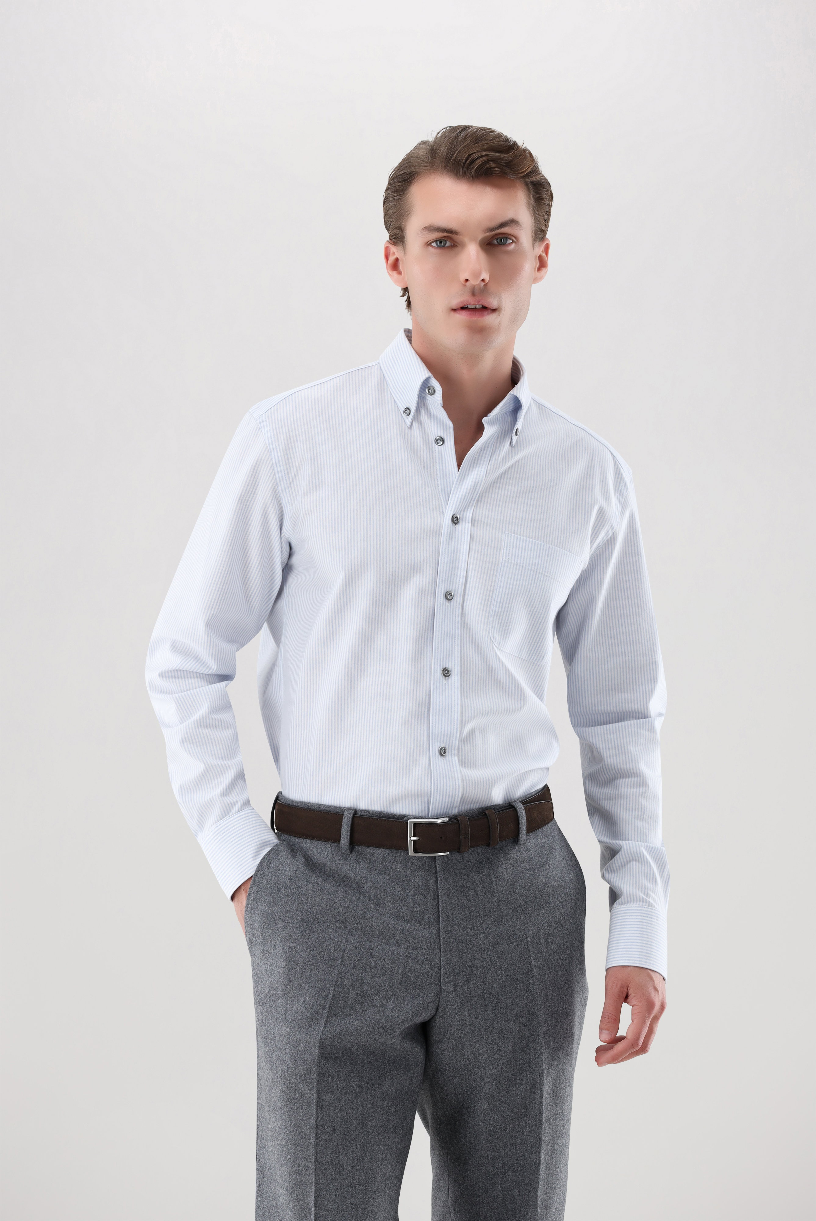 Gestreiftes Oxford-Hemd mit Button-Down-Kragen