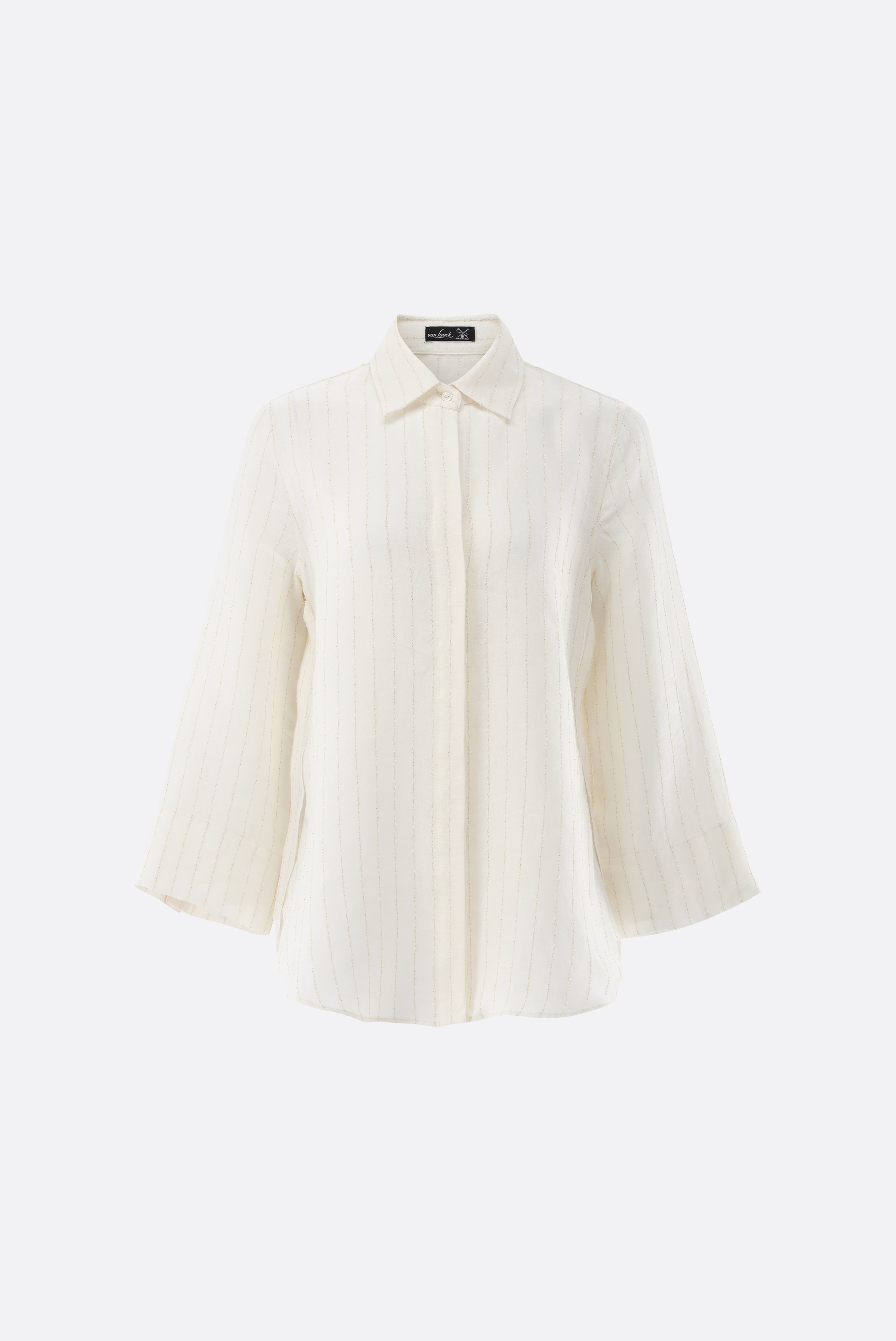 Bluse aus Leinenmischung feine Streifenstruktur