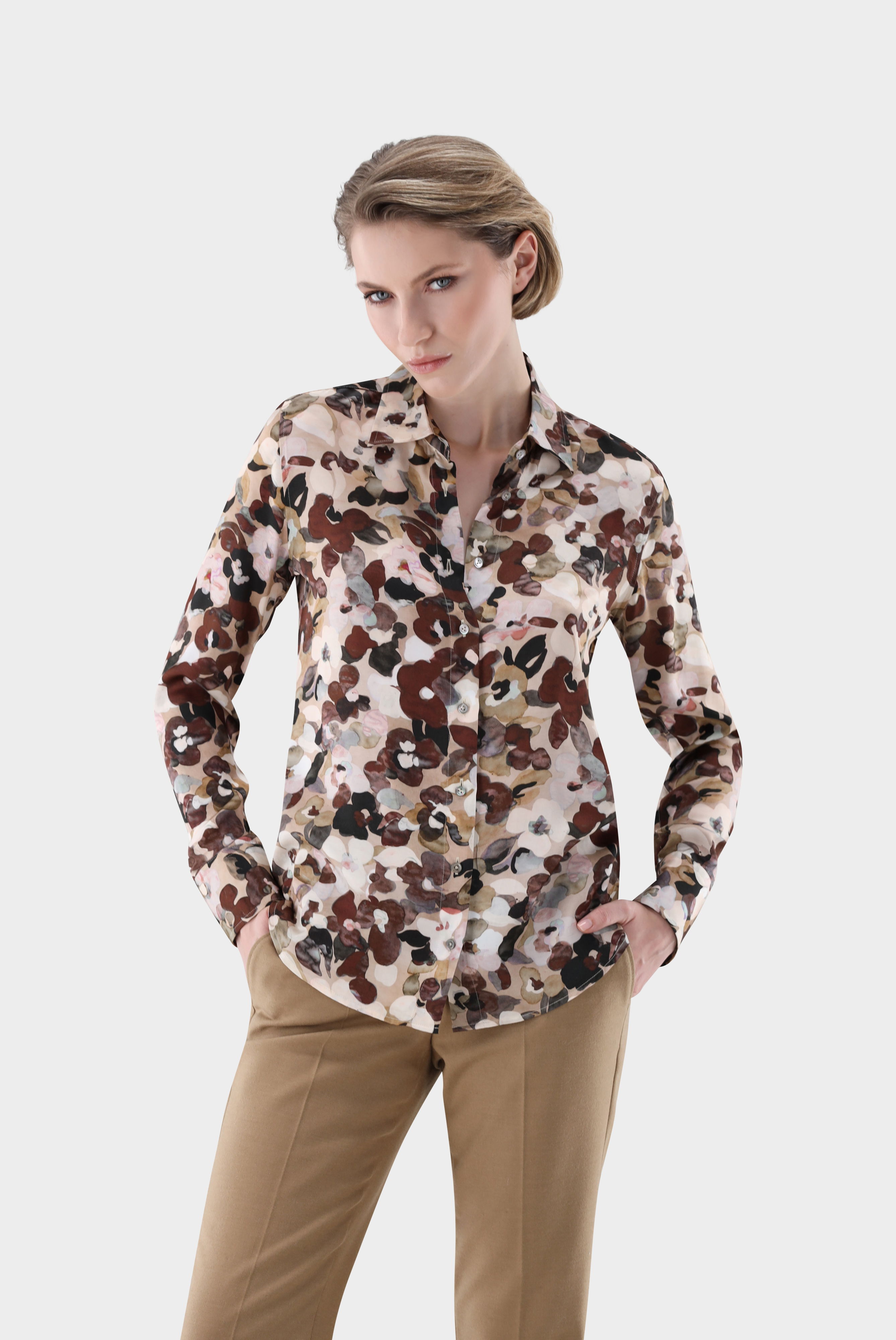 Hemdbluse tailliert mit Print