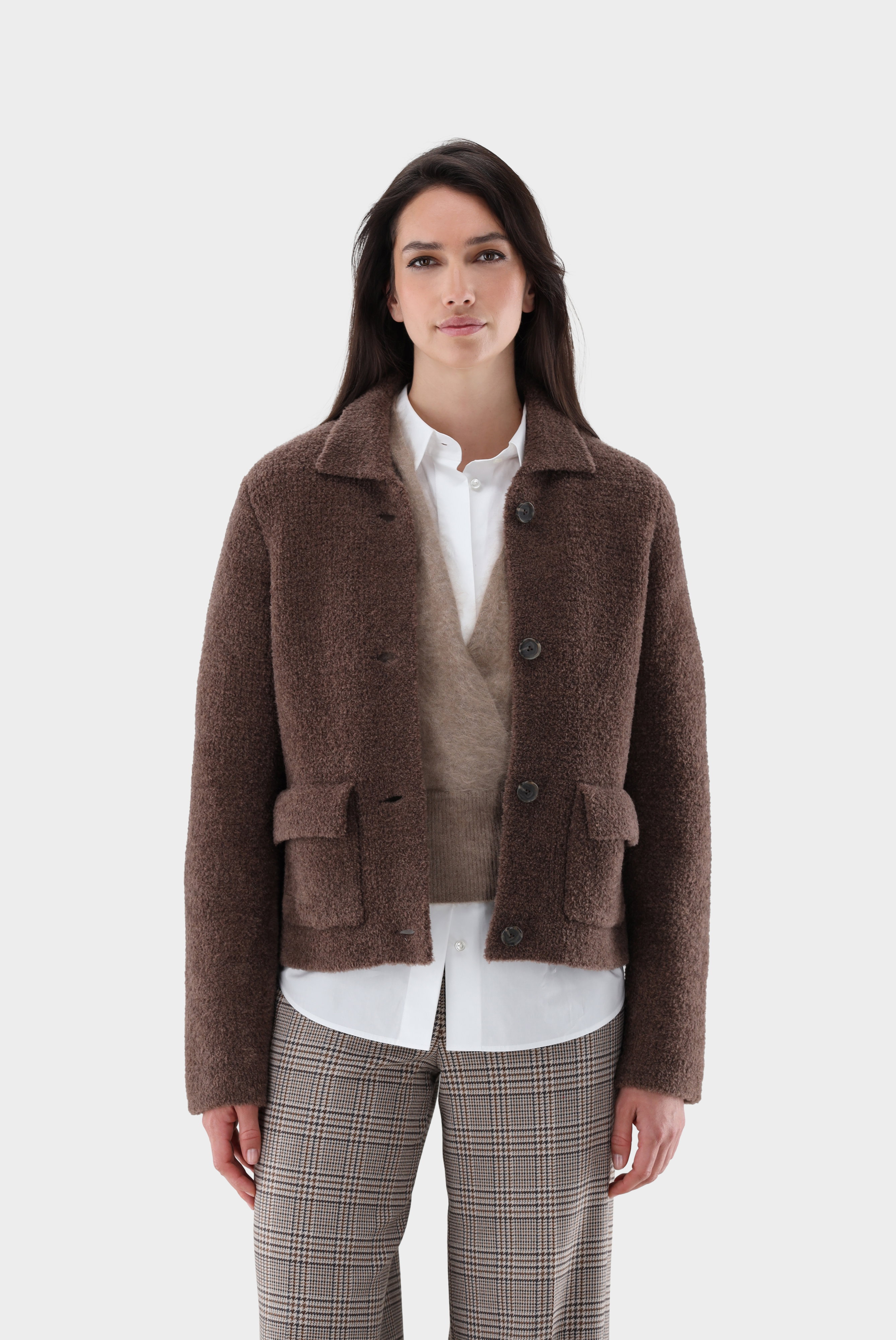 Strick-Blazer mit aufgesetzte Taschen