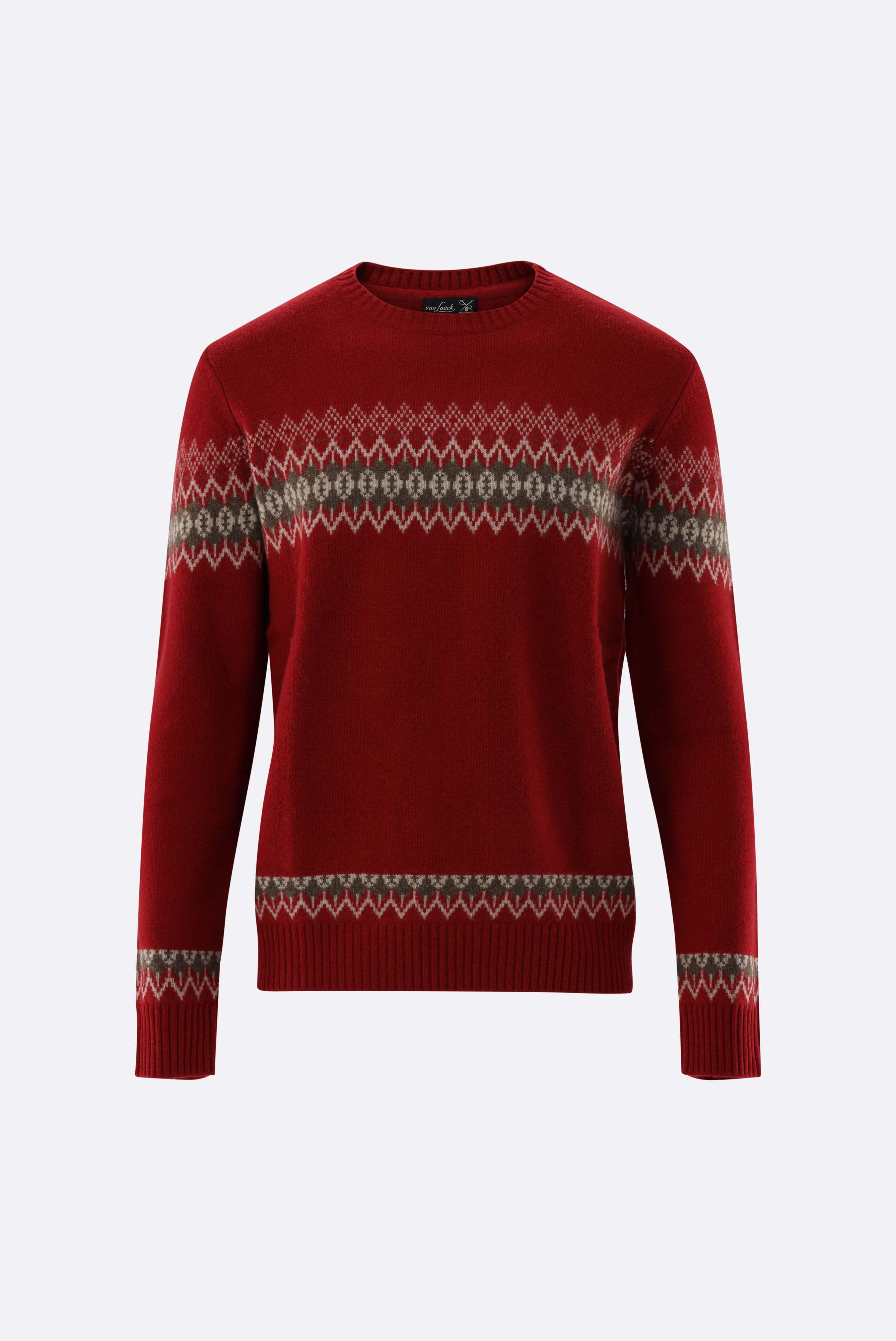 Crewneck with cashmere and argyle pattern