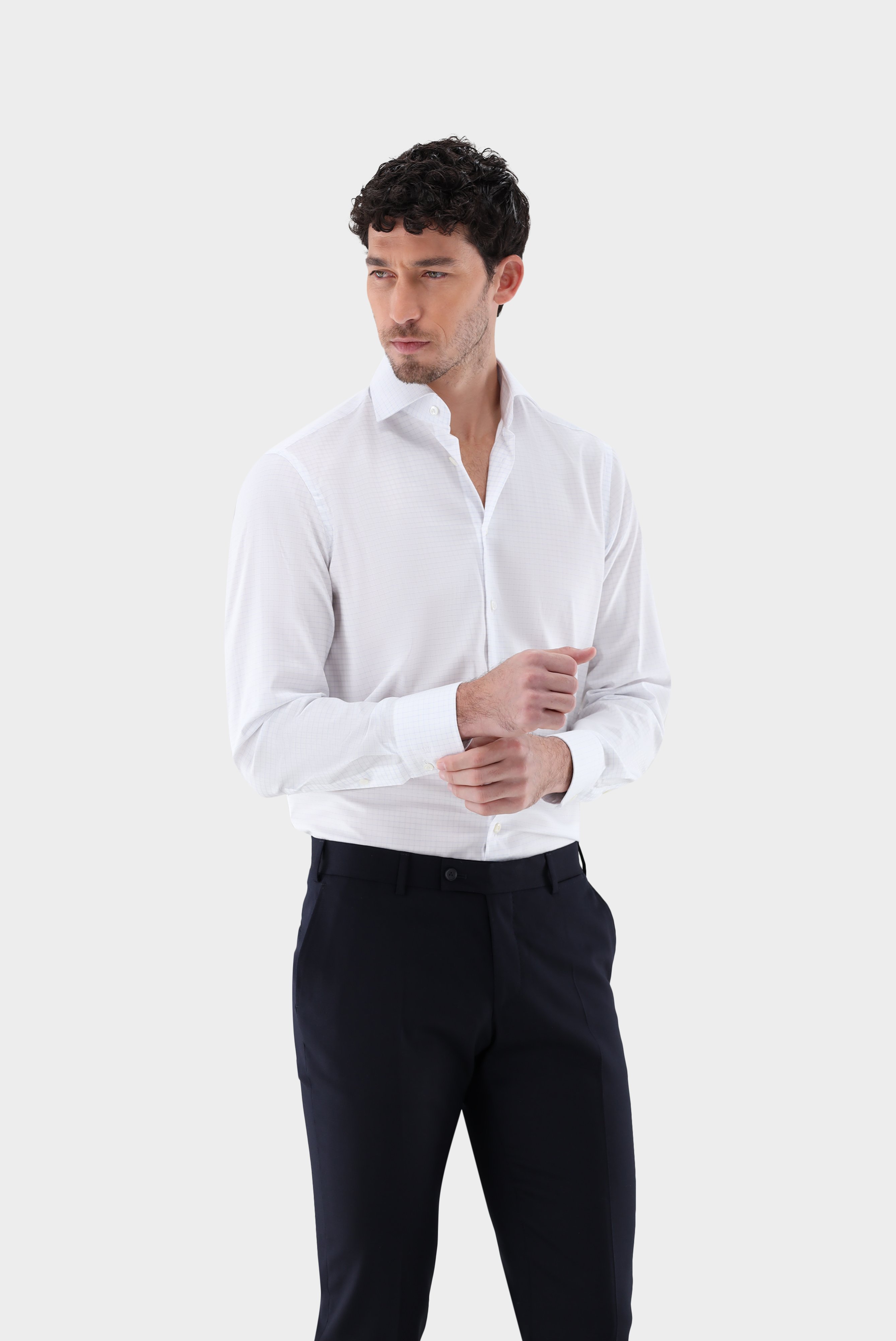 Wrinkle Free checked twill shirt Tailor Fit
