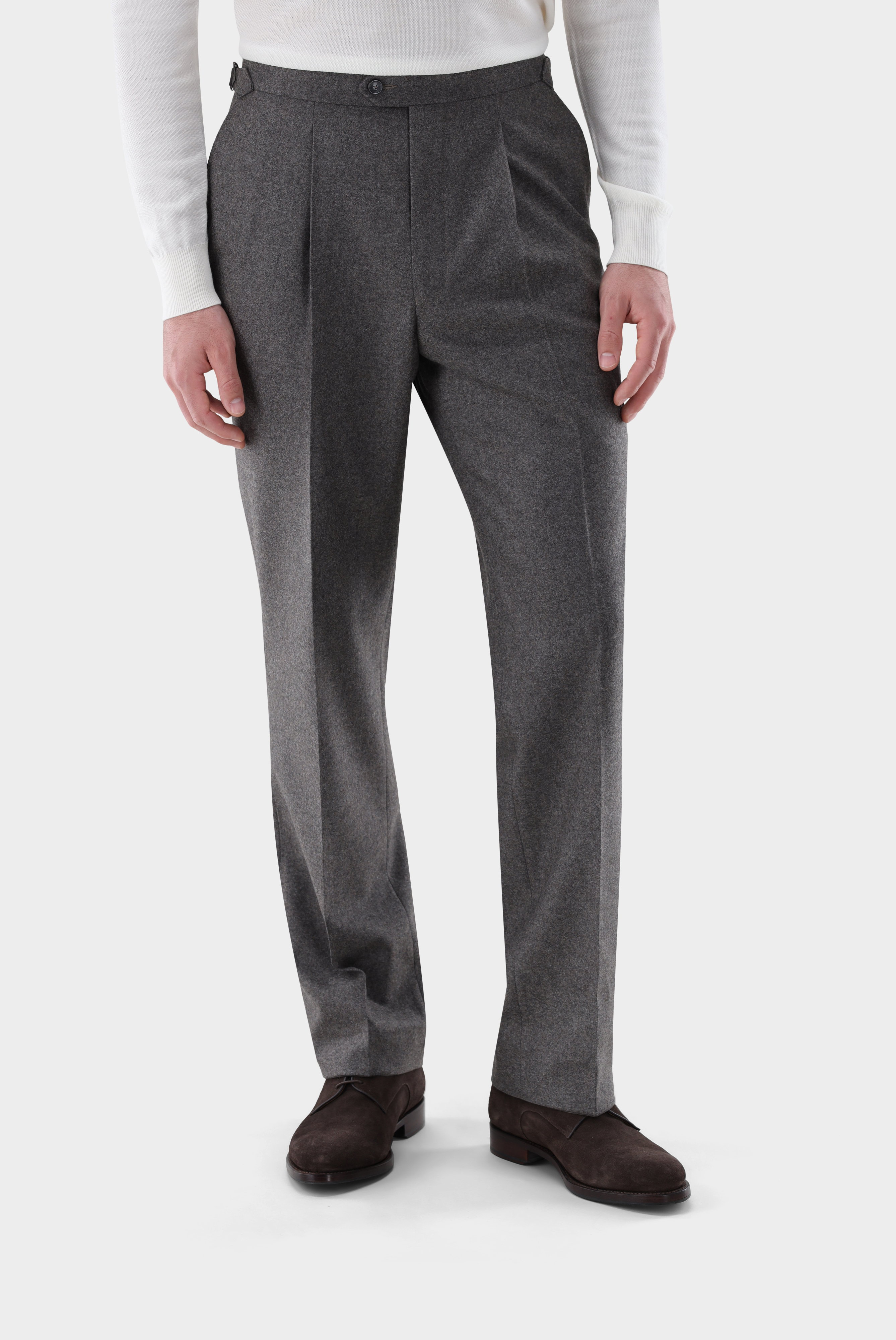 Wool flannel trousers wide-leg