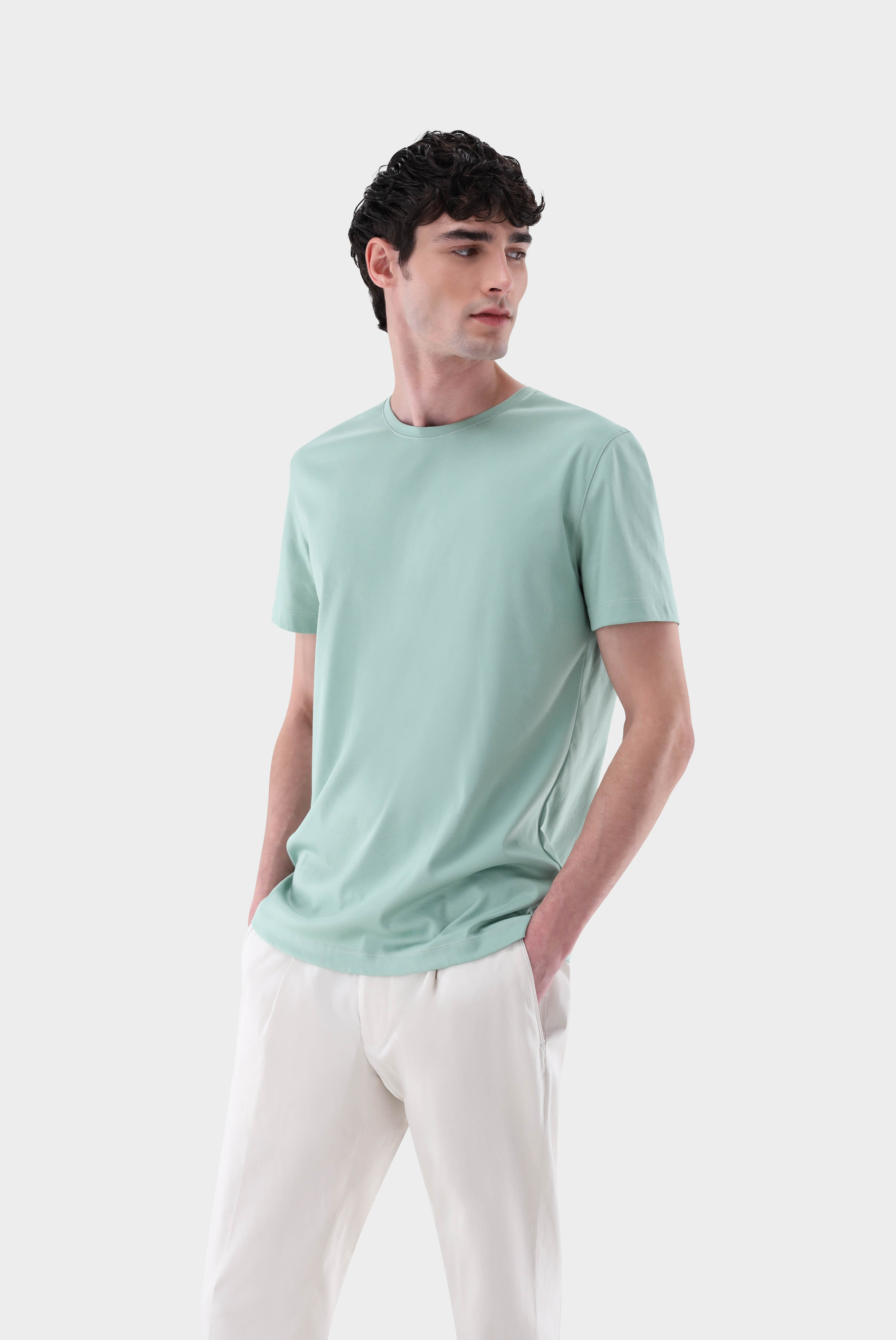 T-Shirt aus Schweizer Baumwolle mit Rundhals Slim Fit