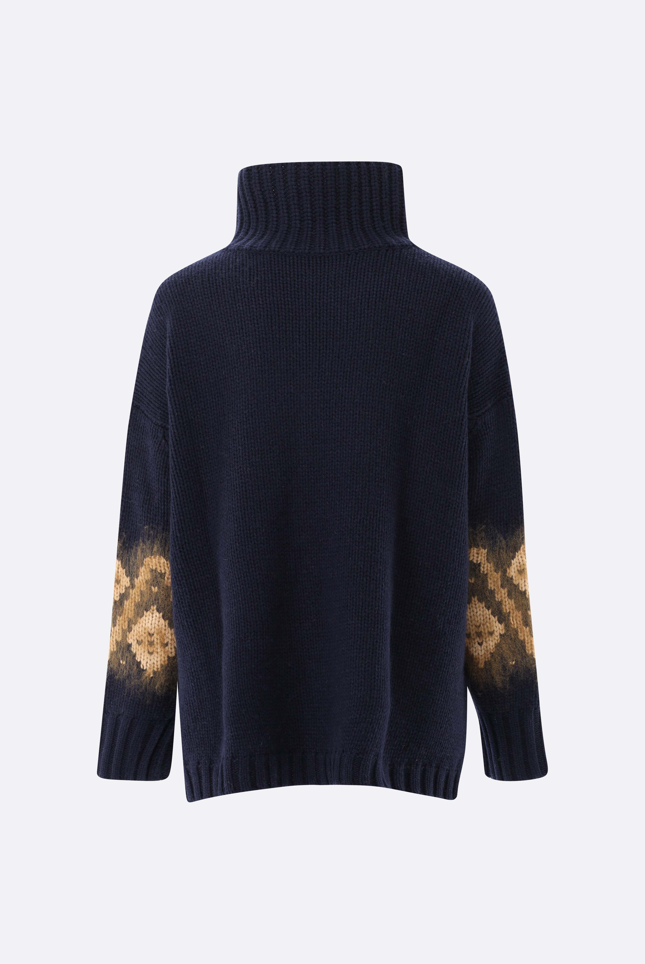 Rollkragenpullover oversized mit Muster an Ärmeln günstig online kaufen