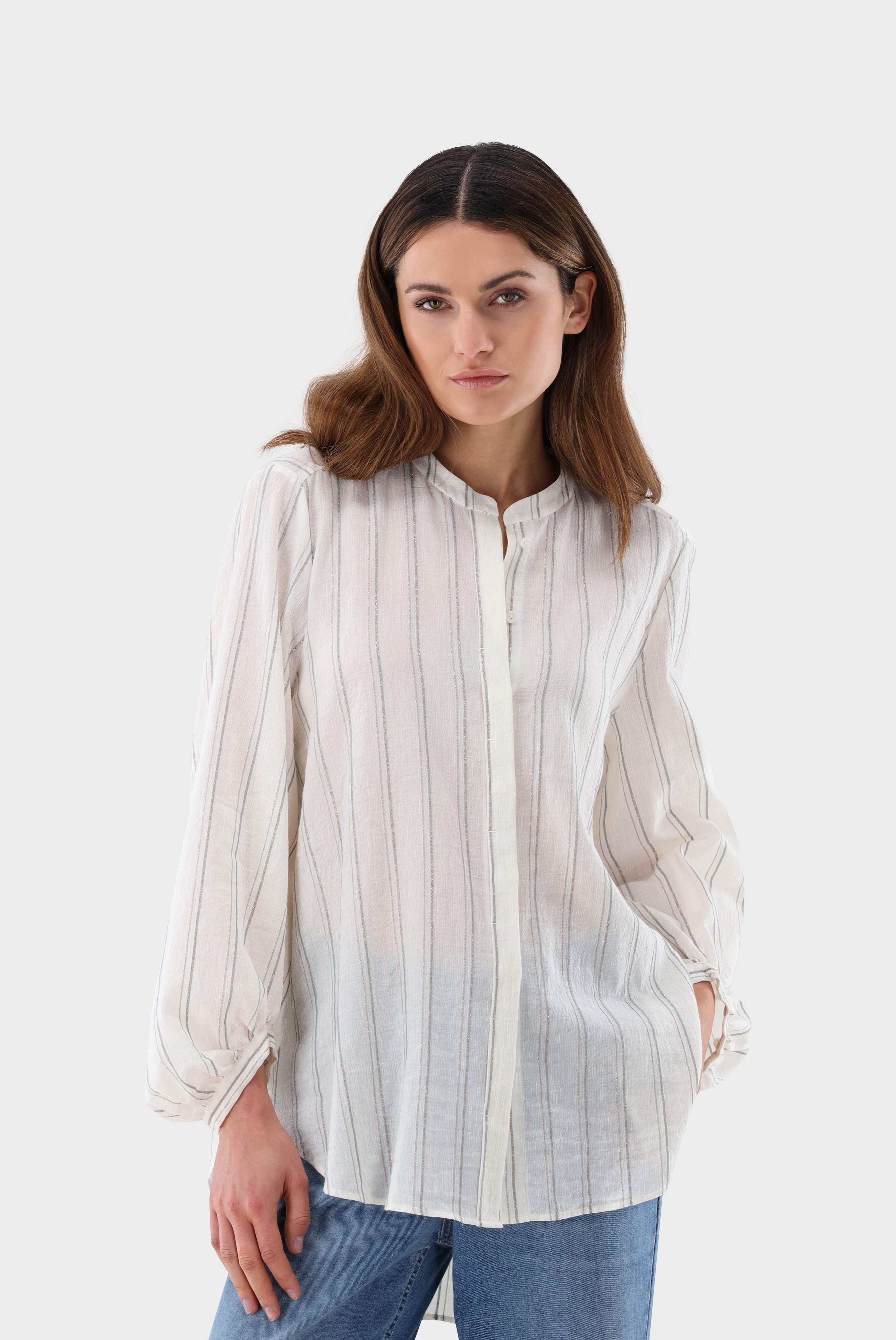 Shirt blouse with Lurex stripes