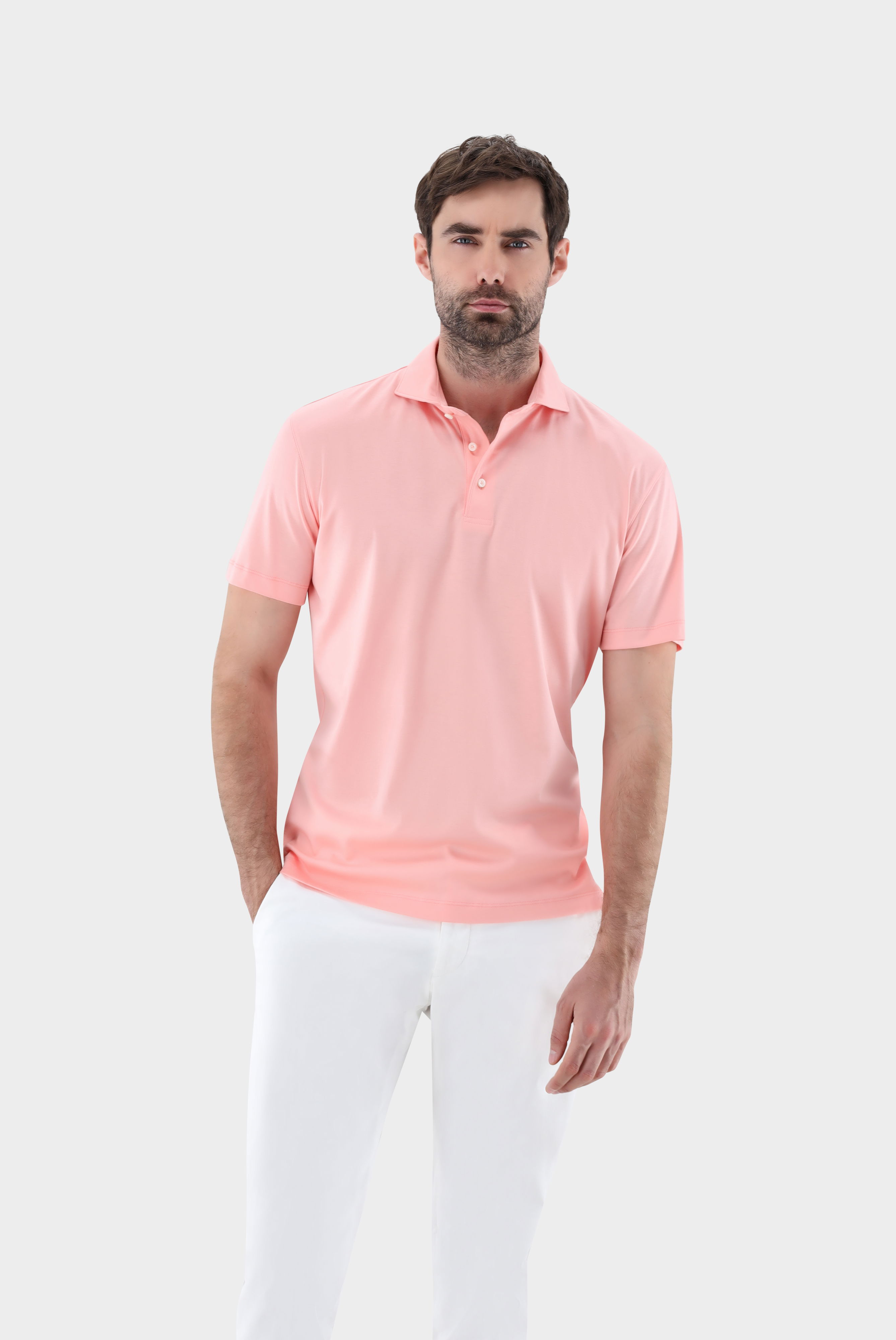 Poloshirt mit Langarm aus Schweizer Baumwolljersey