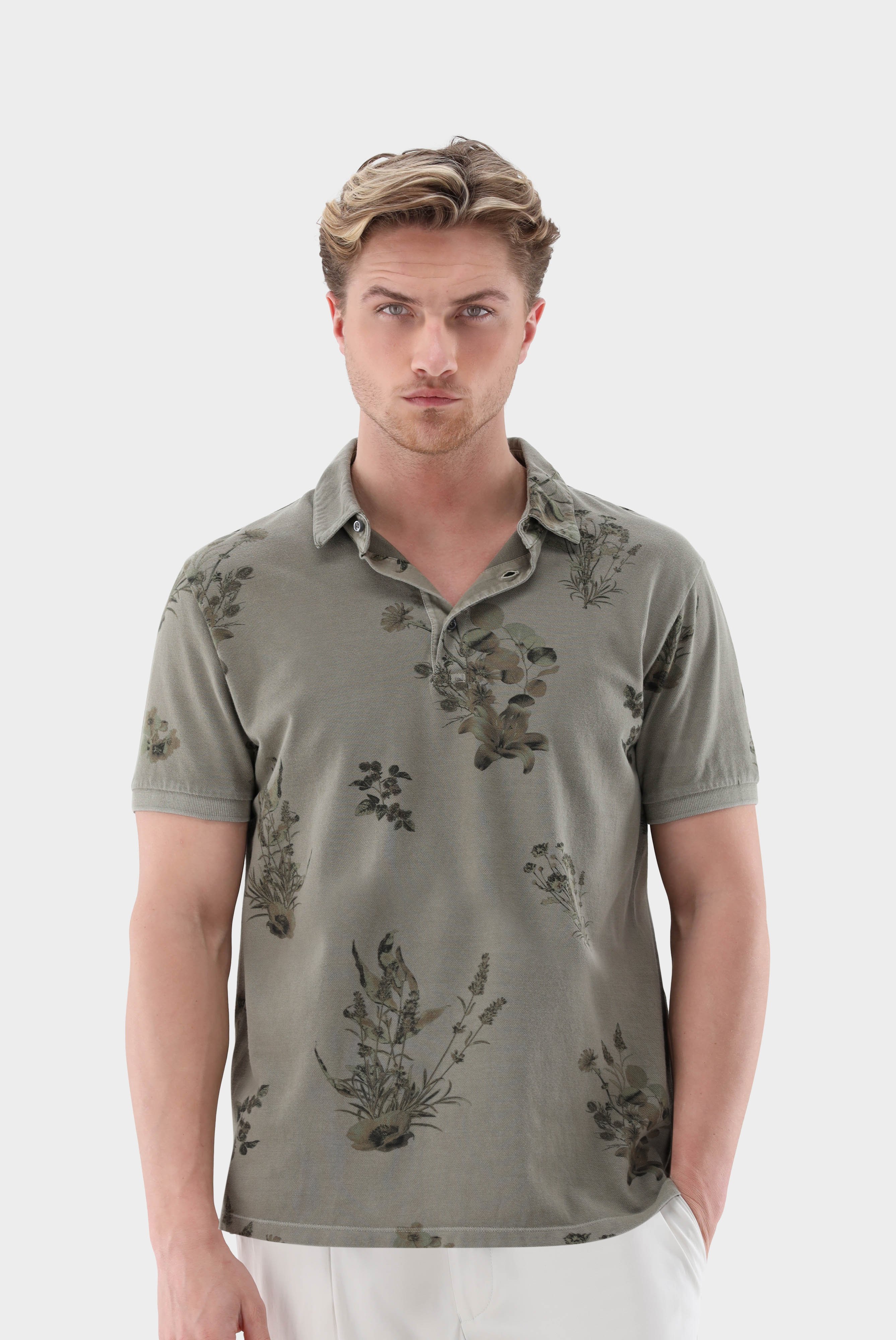 Garment dyed Piquet Polo with Print