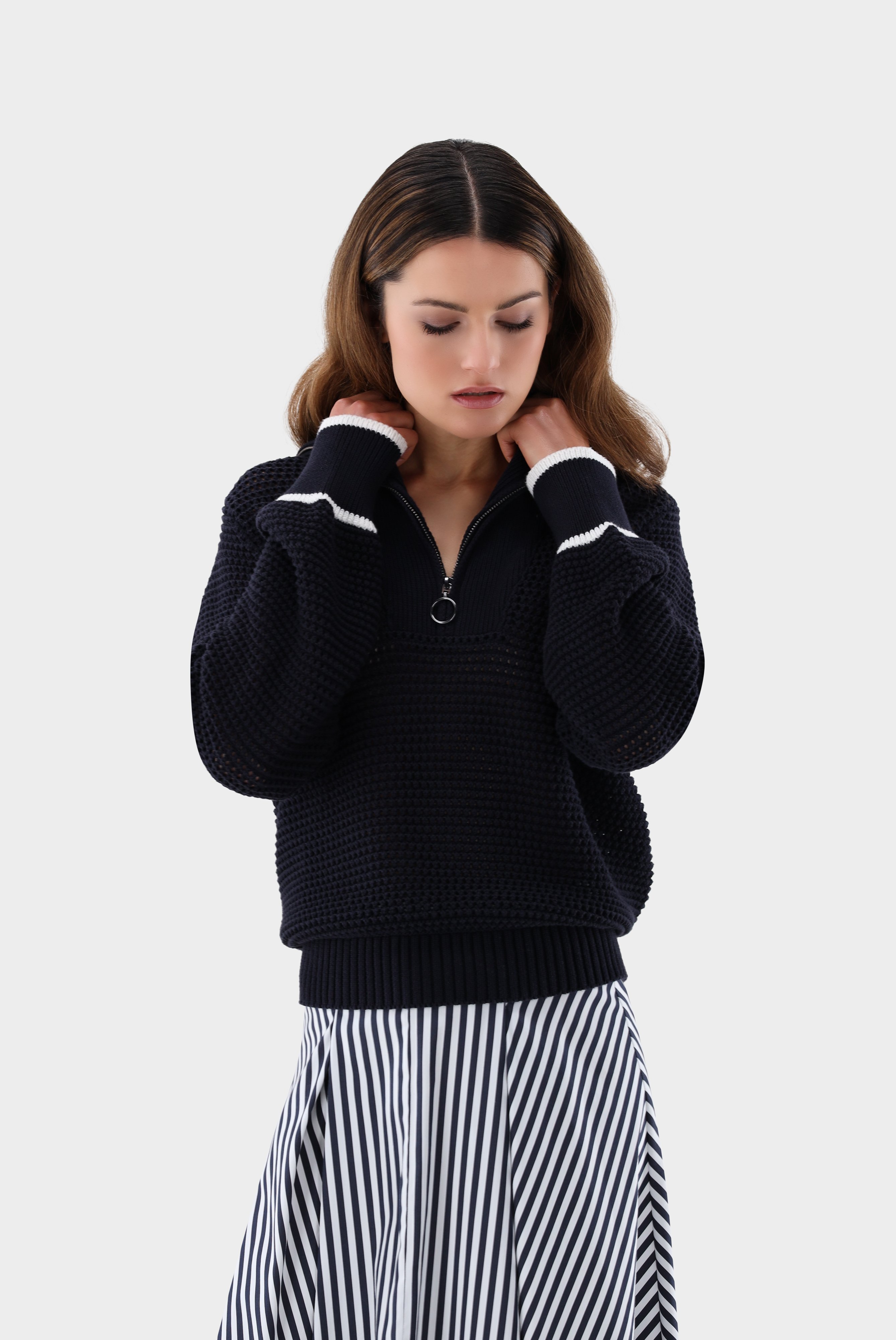 Sweaters & Cardigans+Structured cotton troyer+09.9760..S00260.790.M