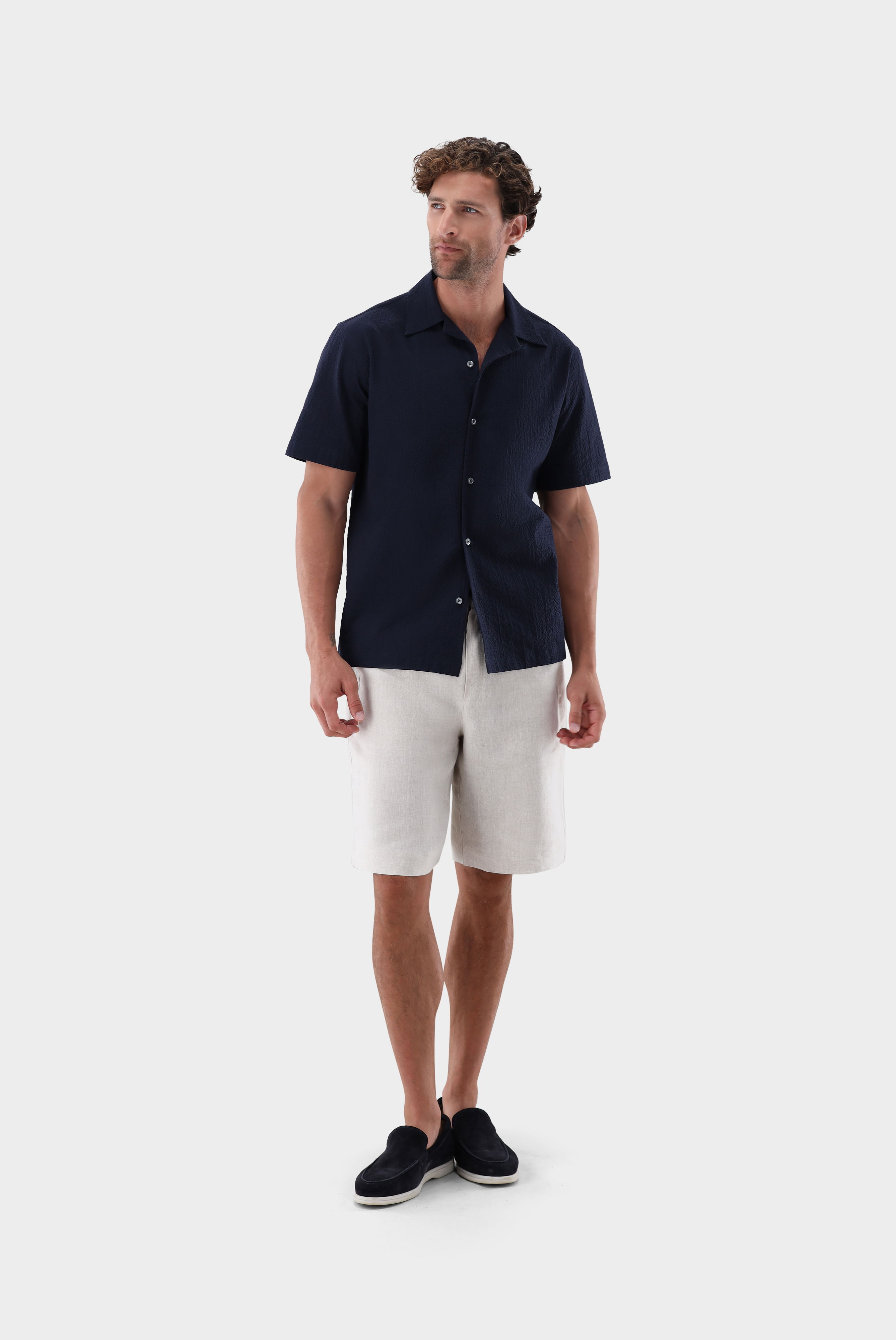 Kurzarm Bowlinghemd aus Seersucker günstig online kaufen