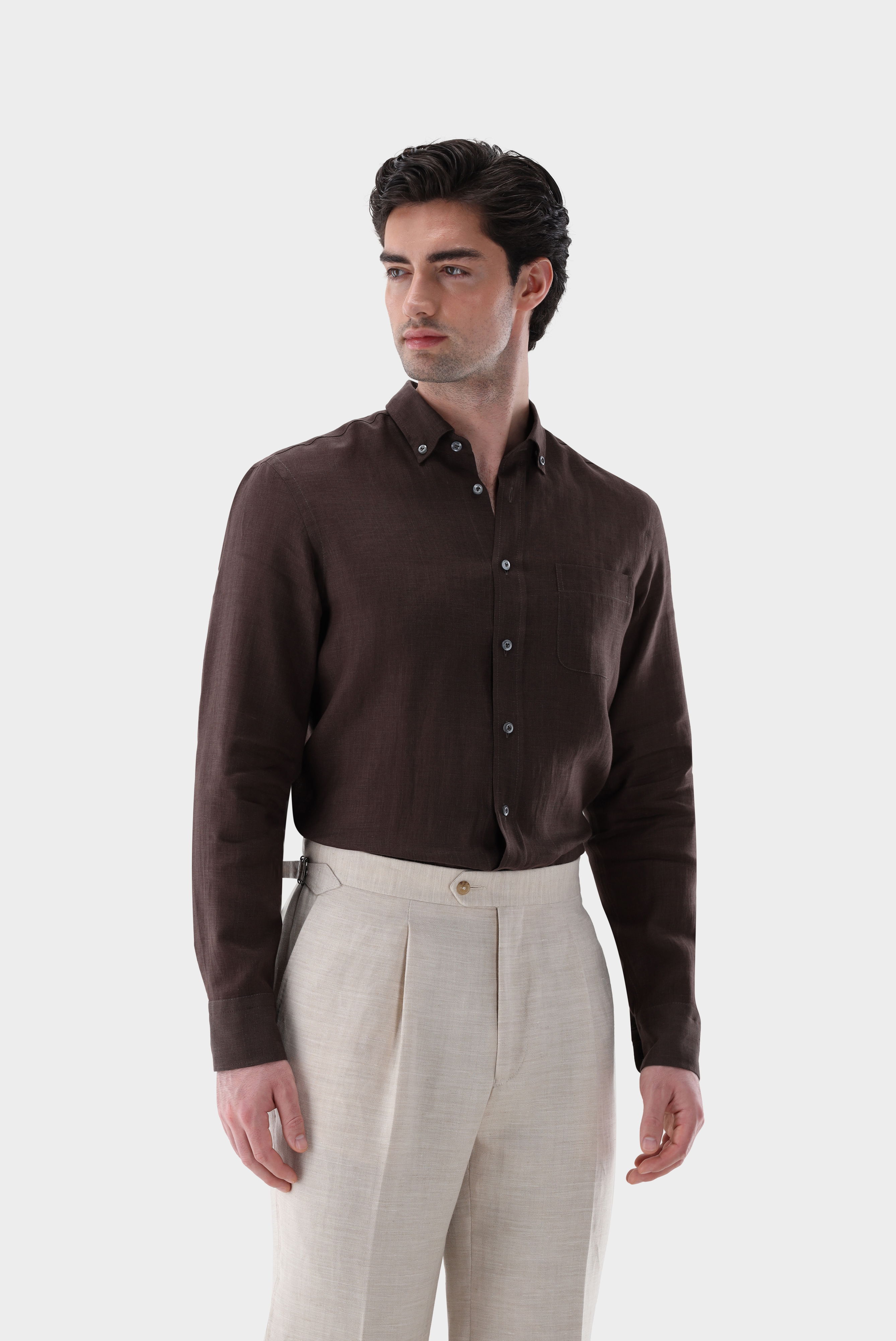 Leinenhemd mit Button-Down Kragen Tailor Fit
