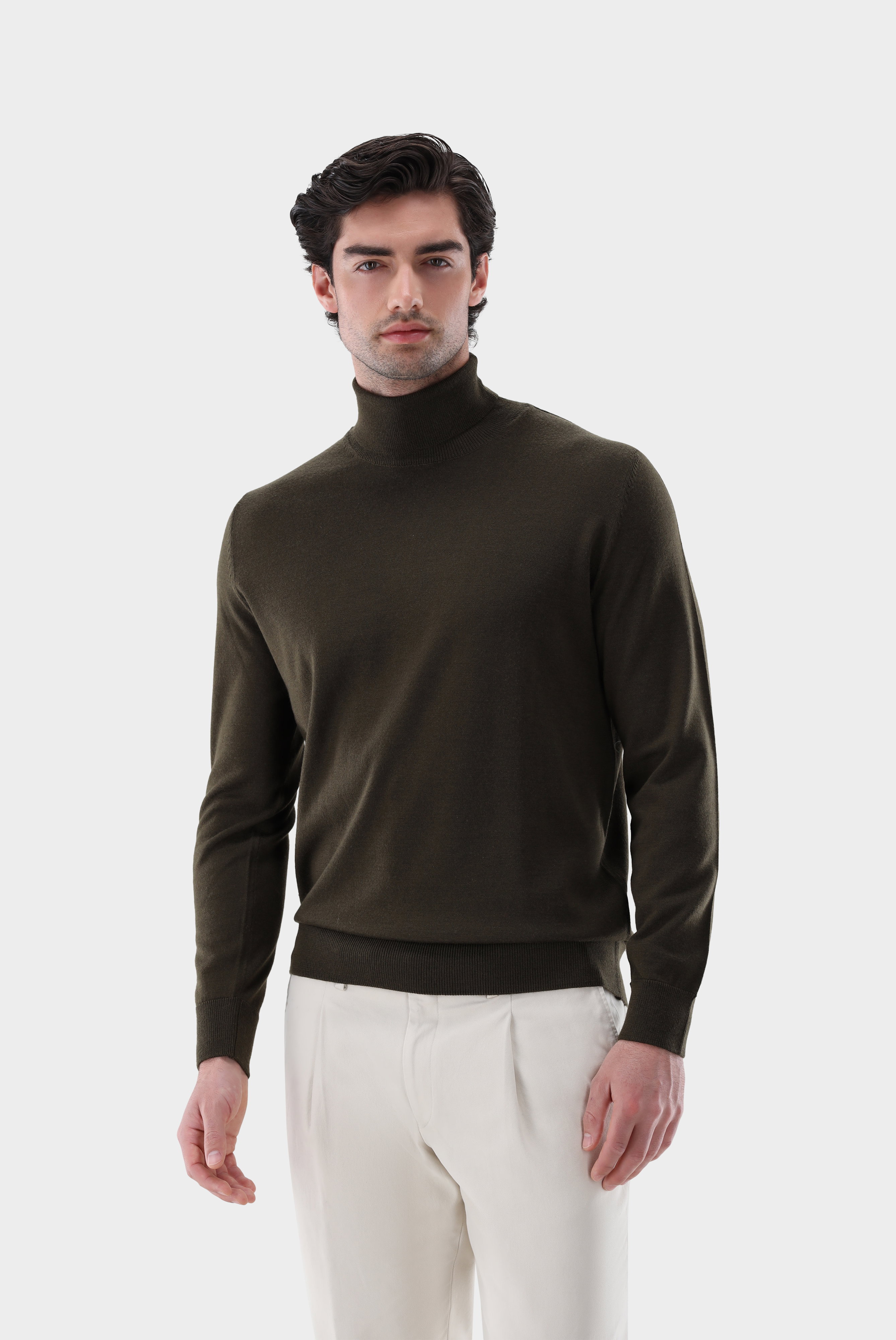 Rollkragenpullover aus Merzerisierter Merinowolle