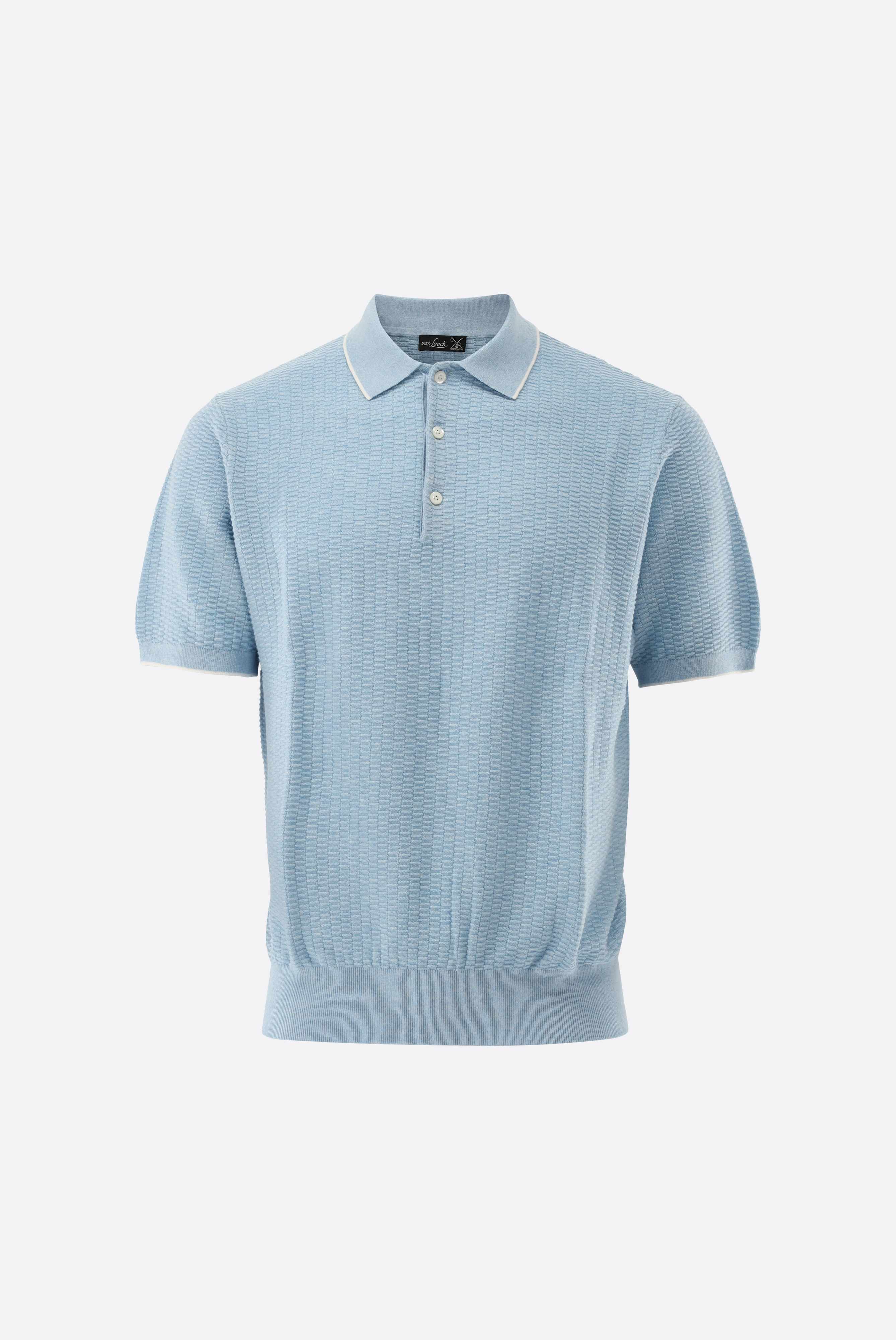Strick Poloshirt mt Kaschmir und Jacquard Struktur günstig online kaufen