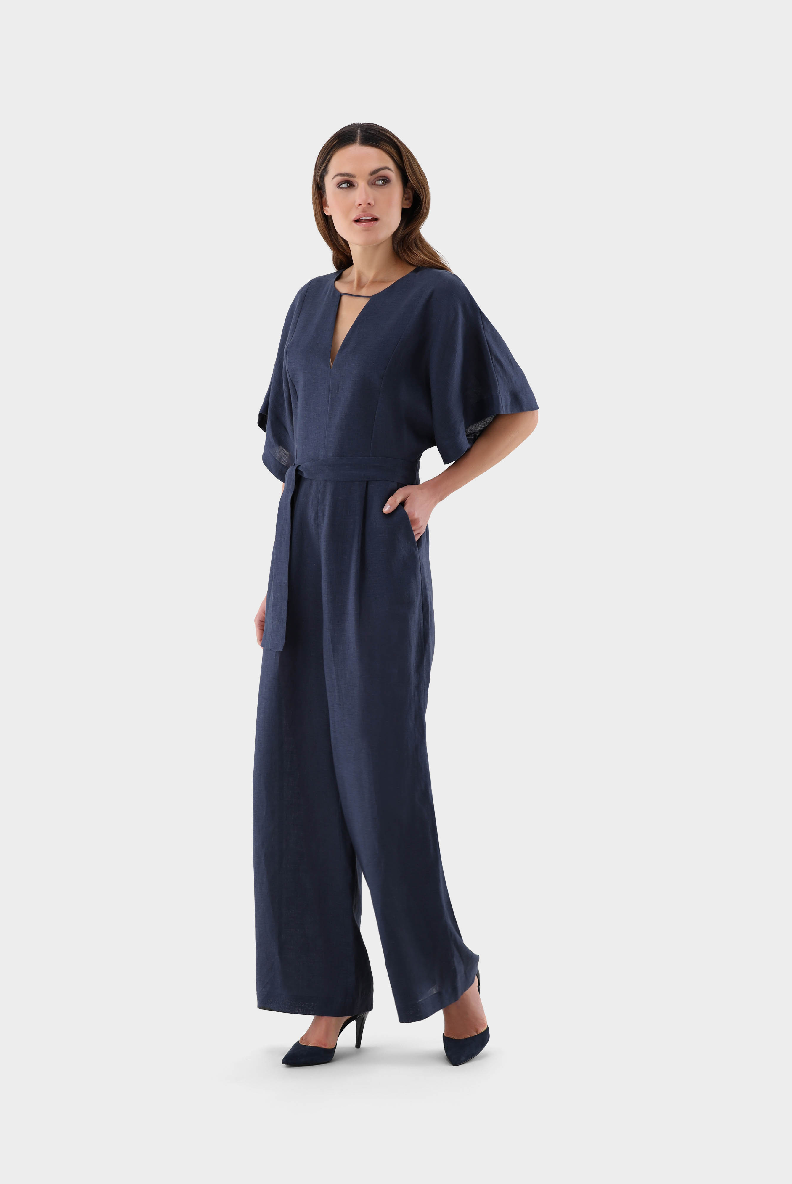 Leinen Jumpsuit mit weiten Ärmeln günstig online kaufen