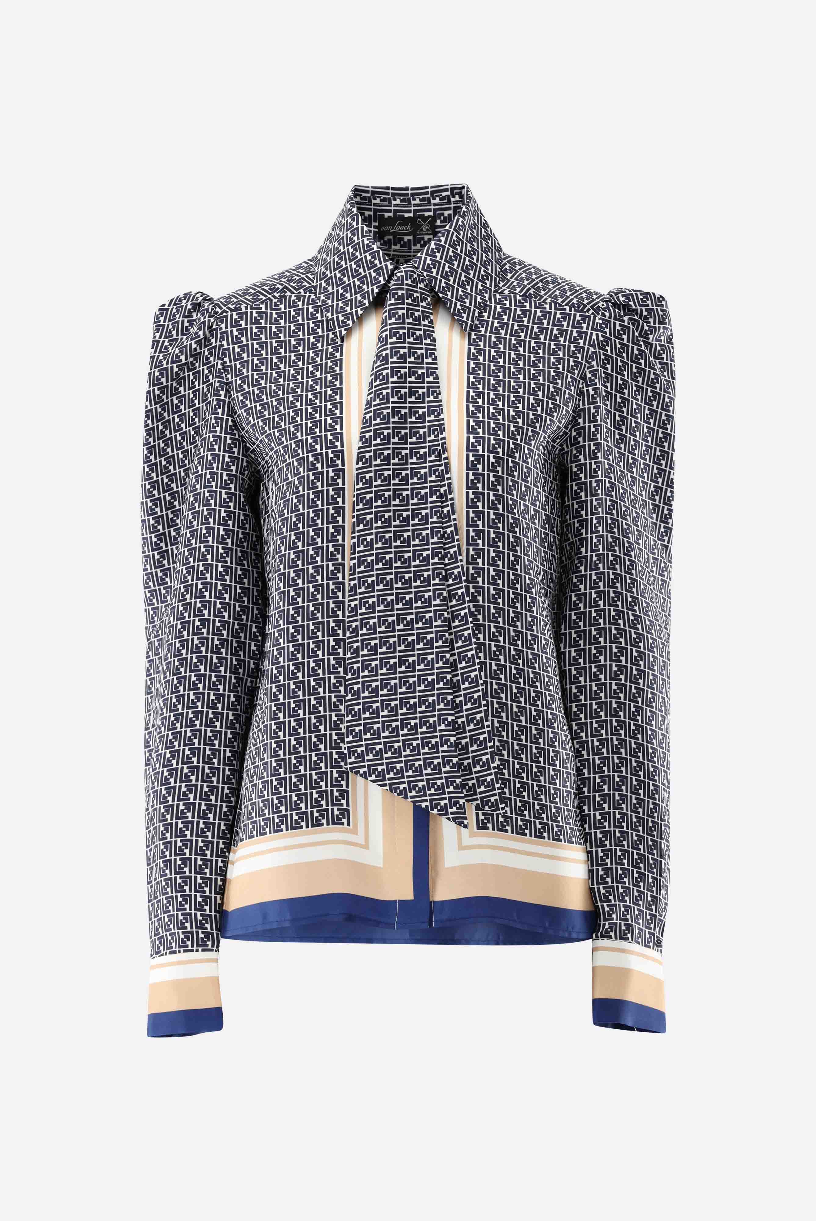 Hemdbluse aus Seide mit Druck und Schluppe