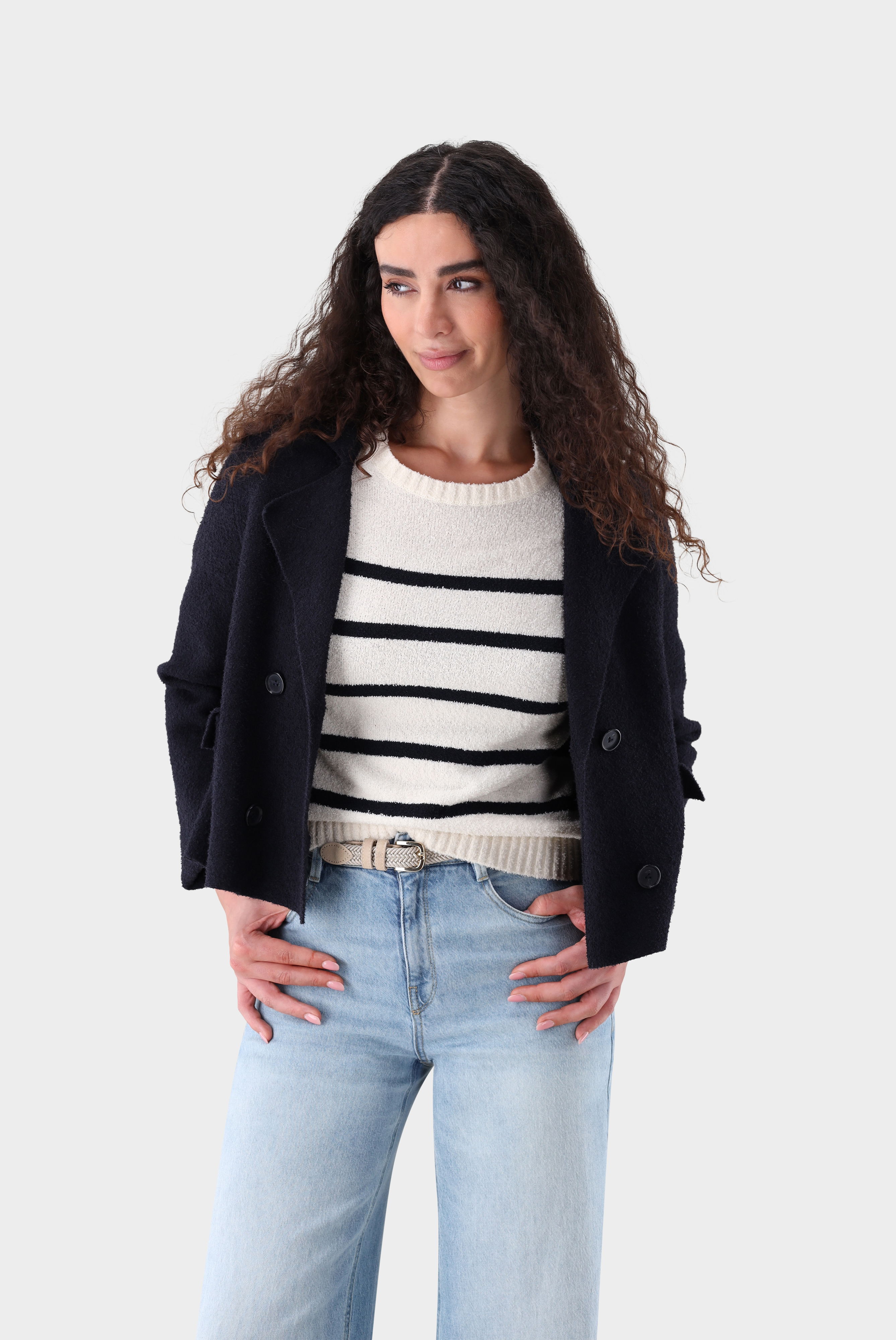 Pea coat made of bouclé knit