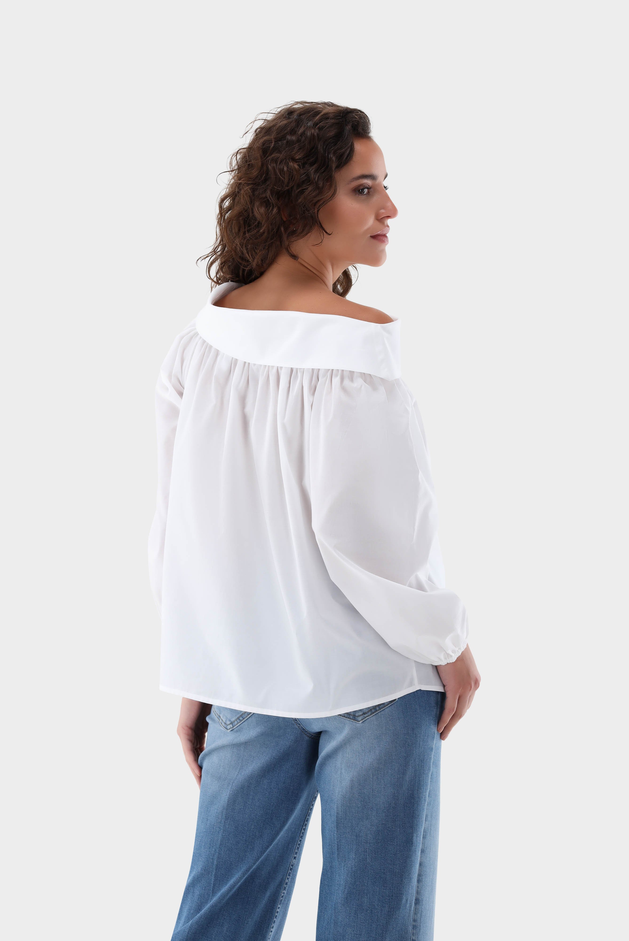 Casual Blouses+One shoulder blouse in cotton batiste+05.528O..160127.000.34