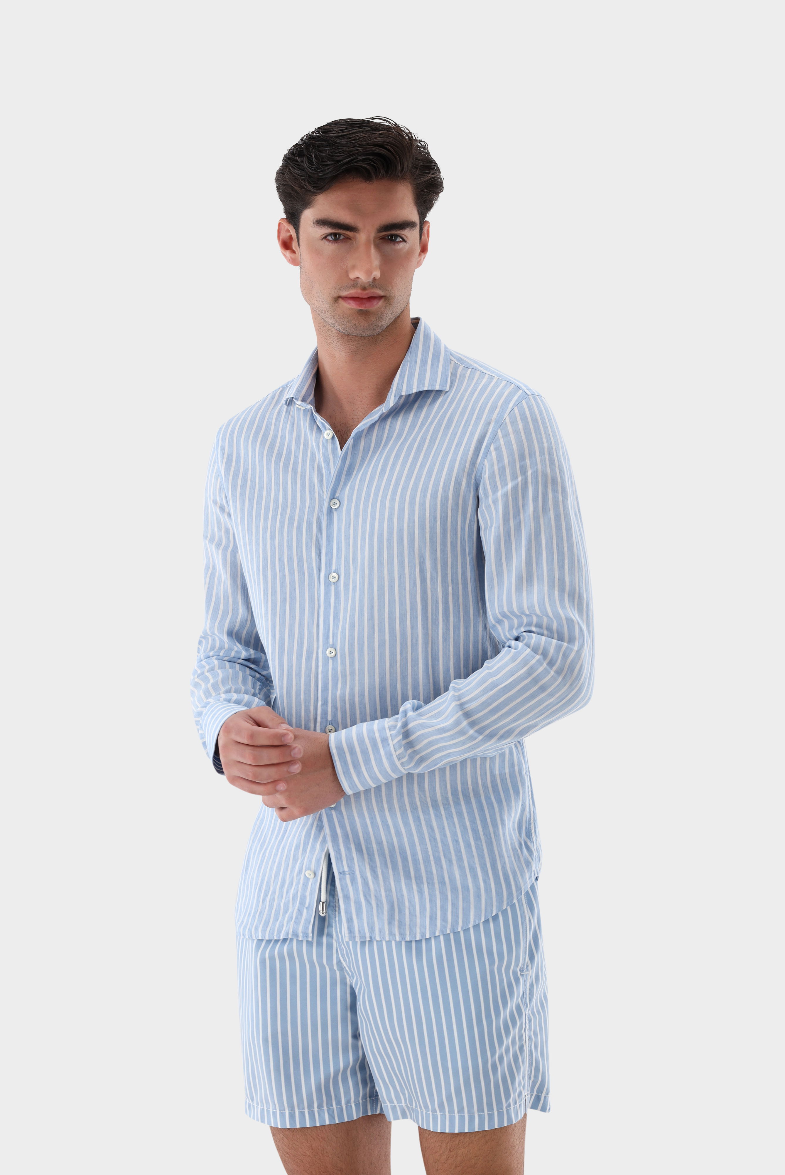 Hemd gestreift aus Tencel und Leinen